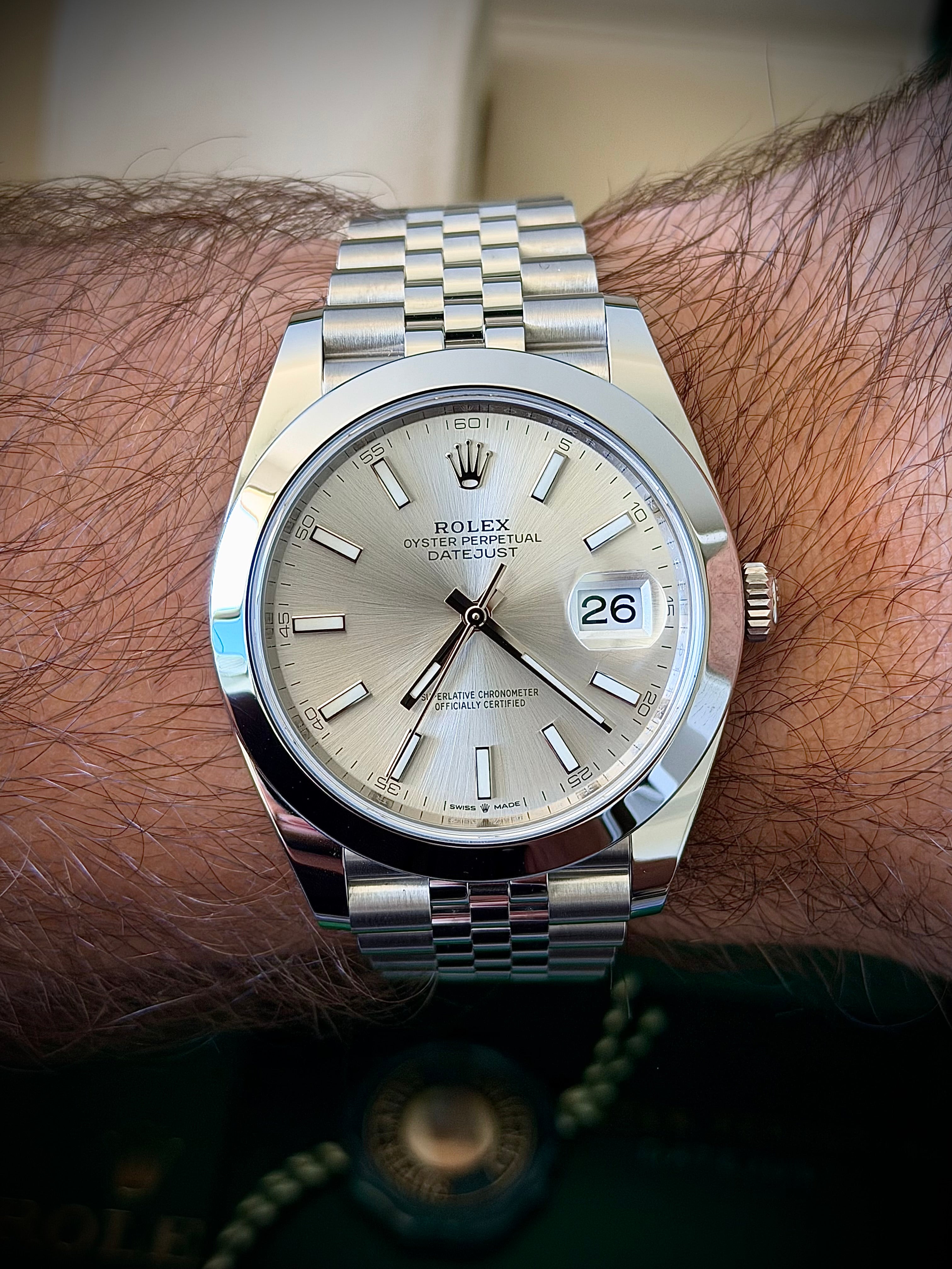 2025 ROLEX DATEJUST 41, SILVER DIAL, 126300, FULL SET, INC GST