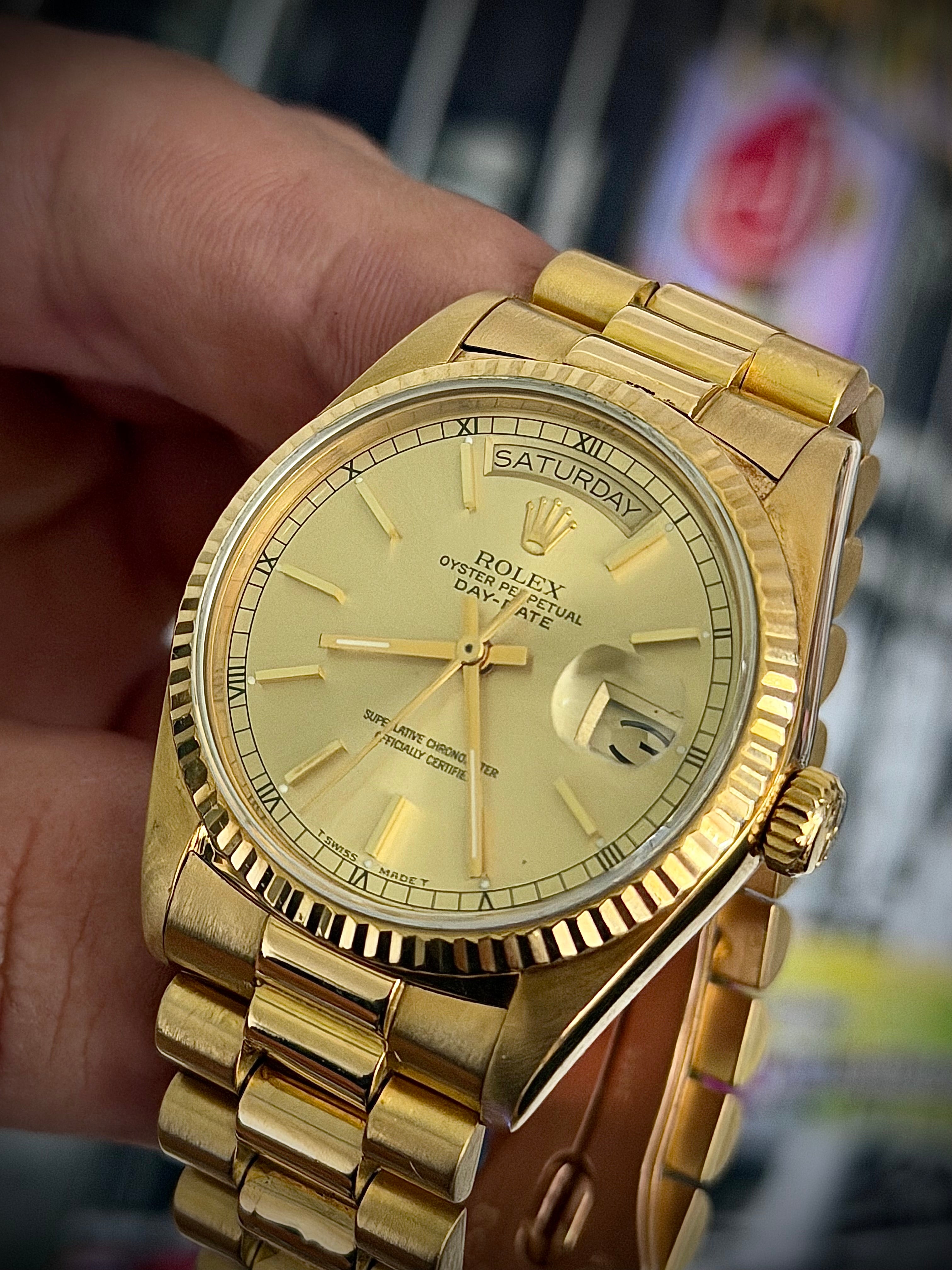 1986 ROLEX DAY-DATE, 18038, QUICKSET, WATCH ONLY, GST