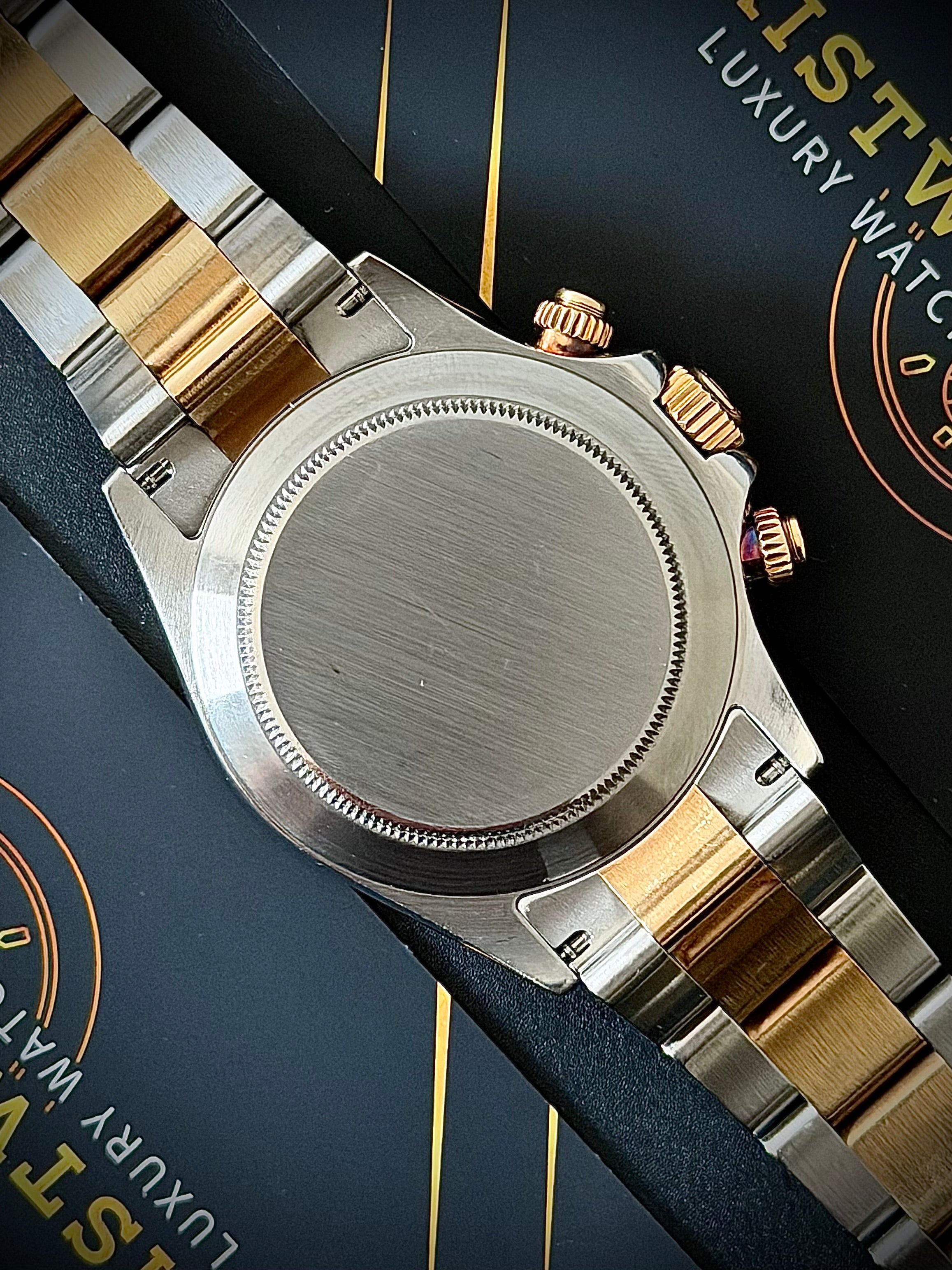 2002 ROLEX COSMOGRAPH DAYTONA, BLACK DIAL, TWO TONE, 116523, WATCH ONLY, INC GST