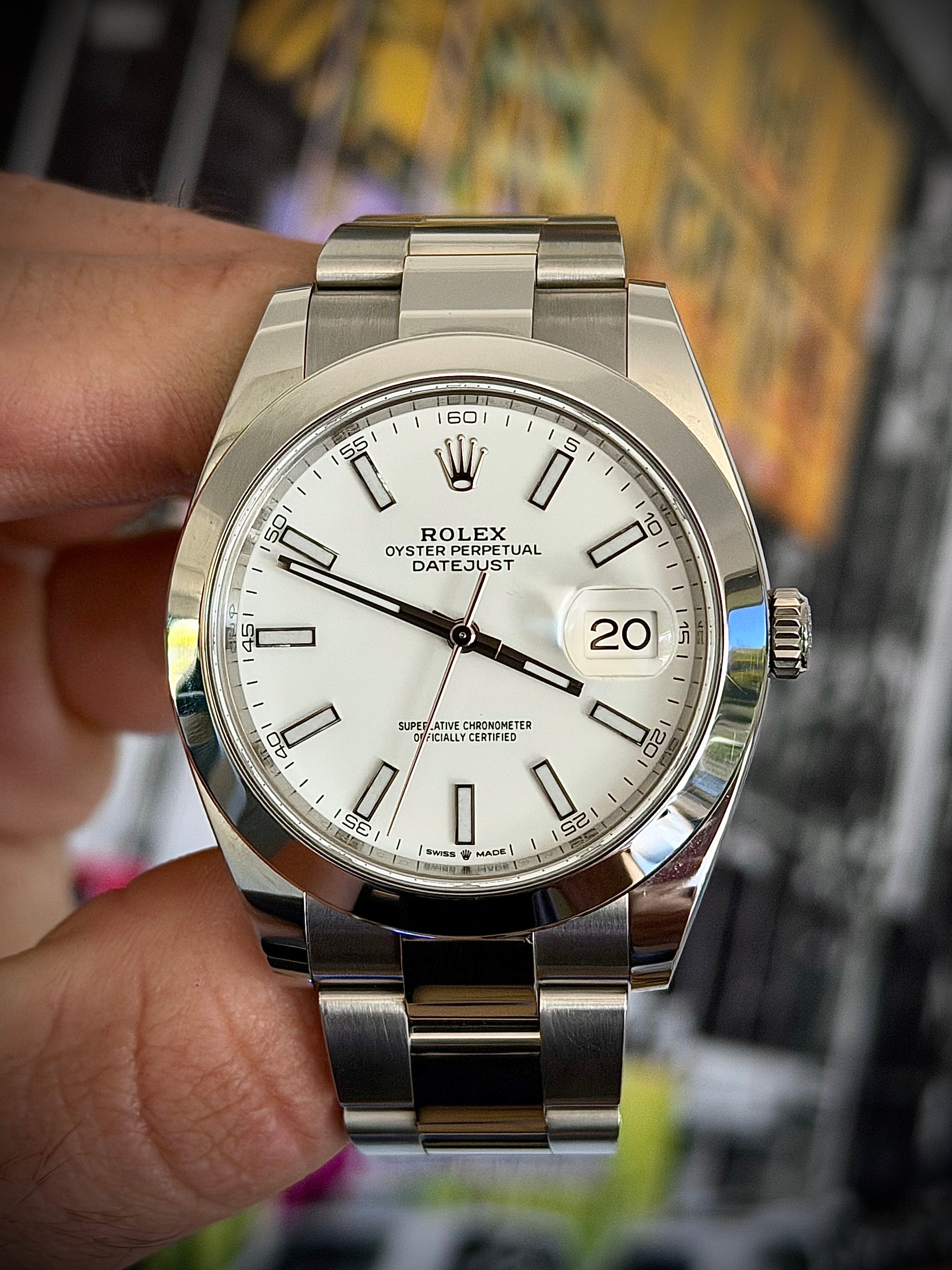 2020 ROLEX DATEJUST 41, WHITE DIAL, 126300, FULL SET, INC GST