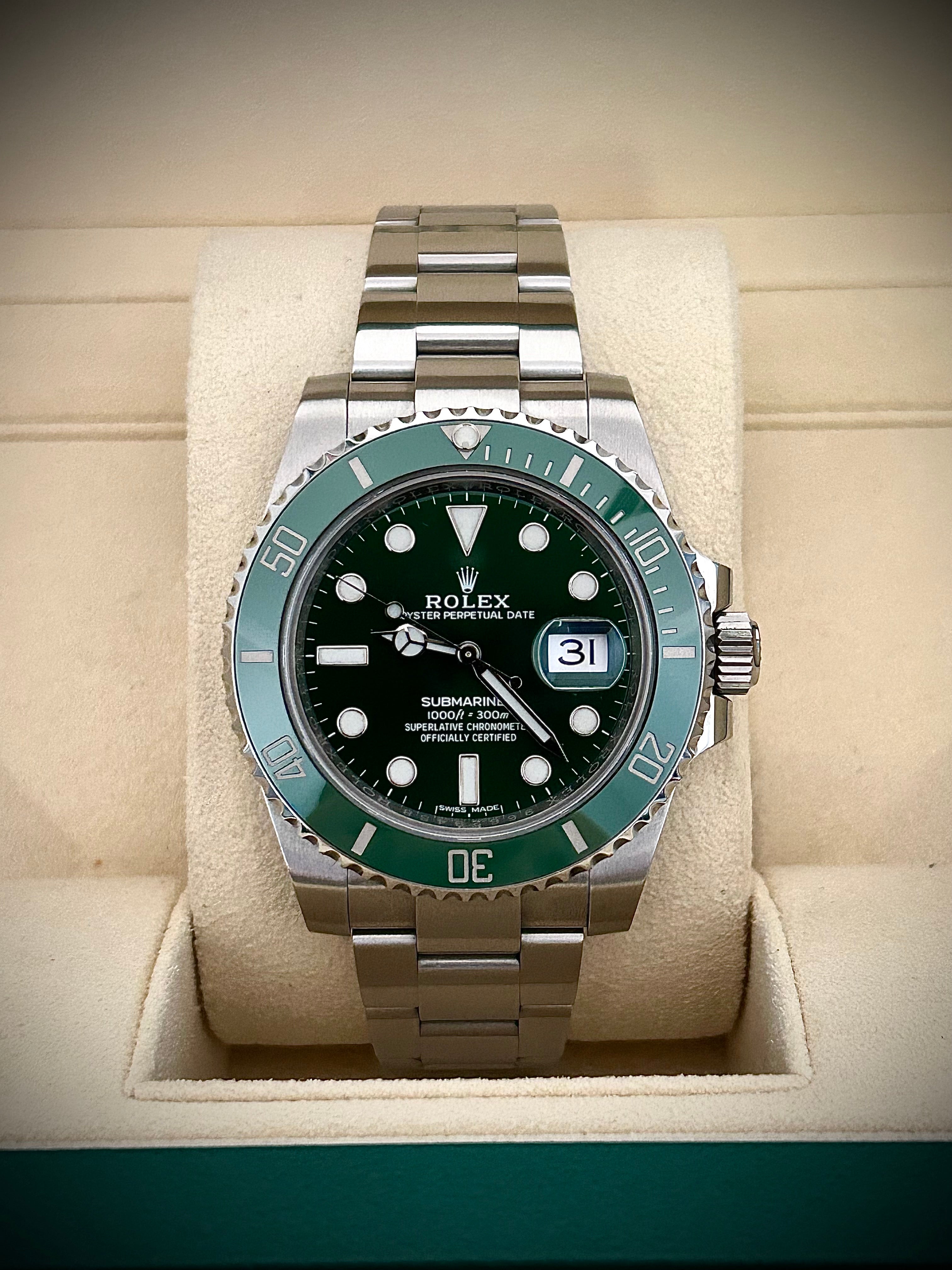 2018 ROLEX SUBMARINER DATE 116610LV, HULK, FULL SET, INC GST