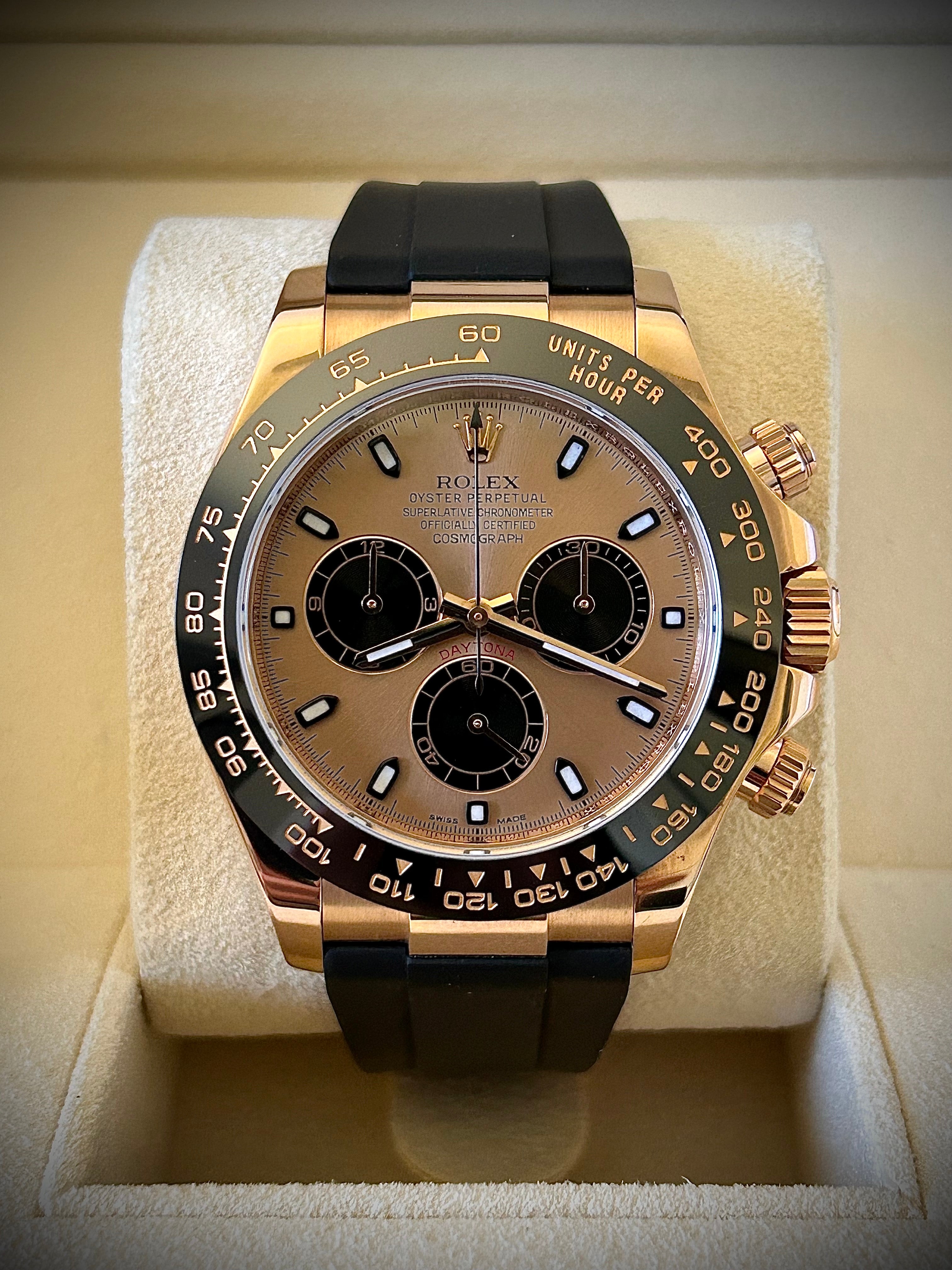 2018 ROLEX DAYTONA 116515LN, “PINK” DIAL, FULL SET, INC GST