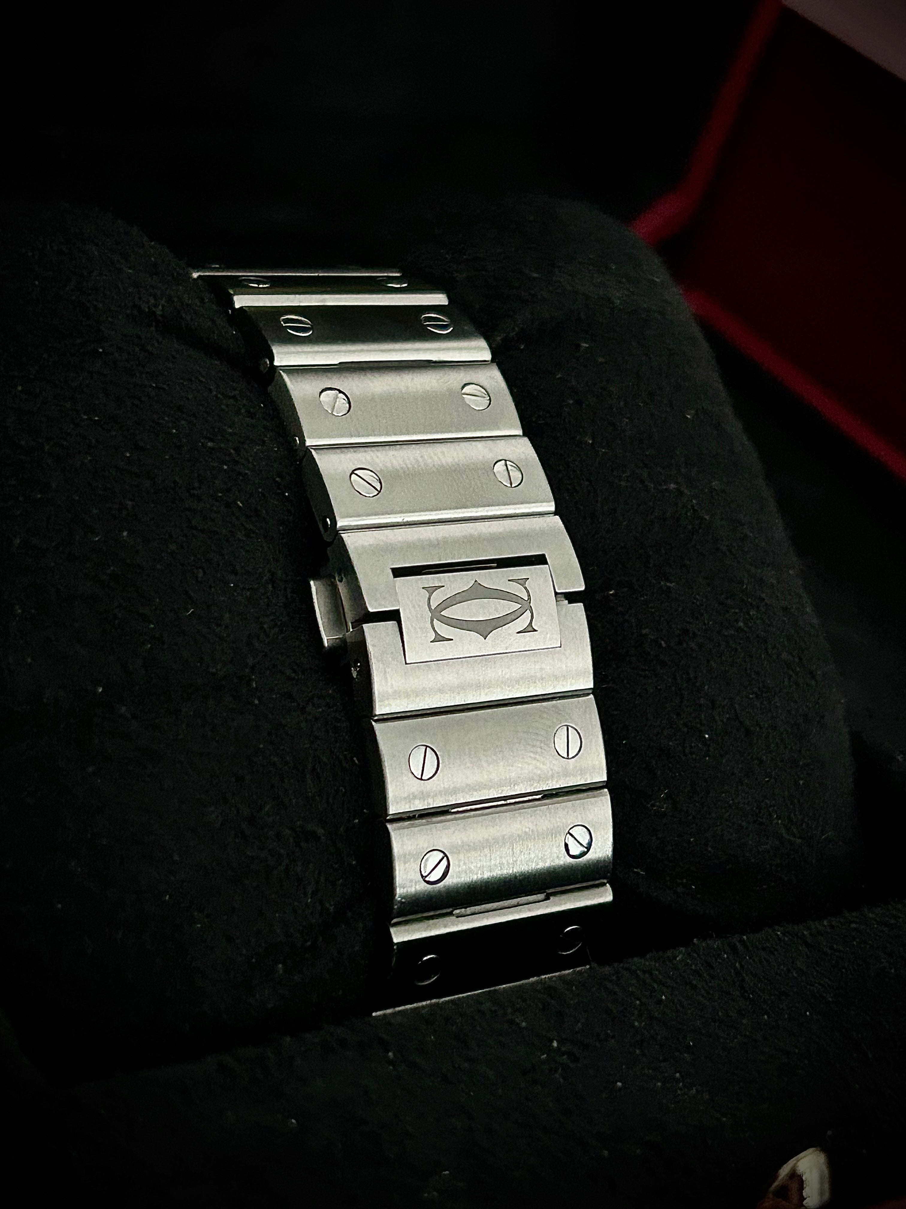 2022 CARTIER SANTOS DE CARTIER LARGE, BLUE DIAL, WSSA0030, FULL SET, INC GST