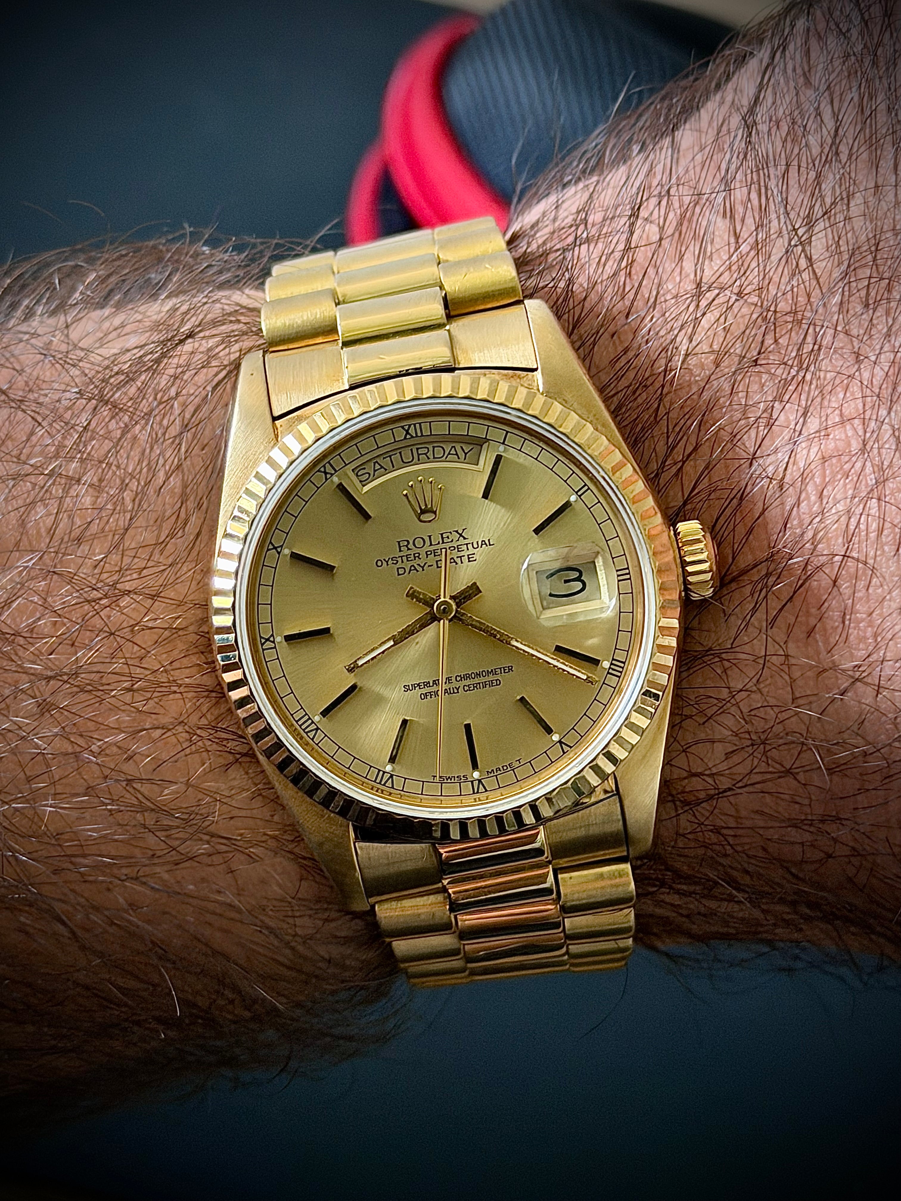 1986 ROLEX DAY-DATE, 18038, QUICKSET, WATCH ONLY, GST