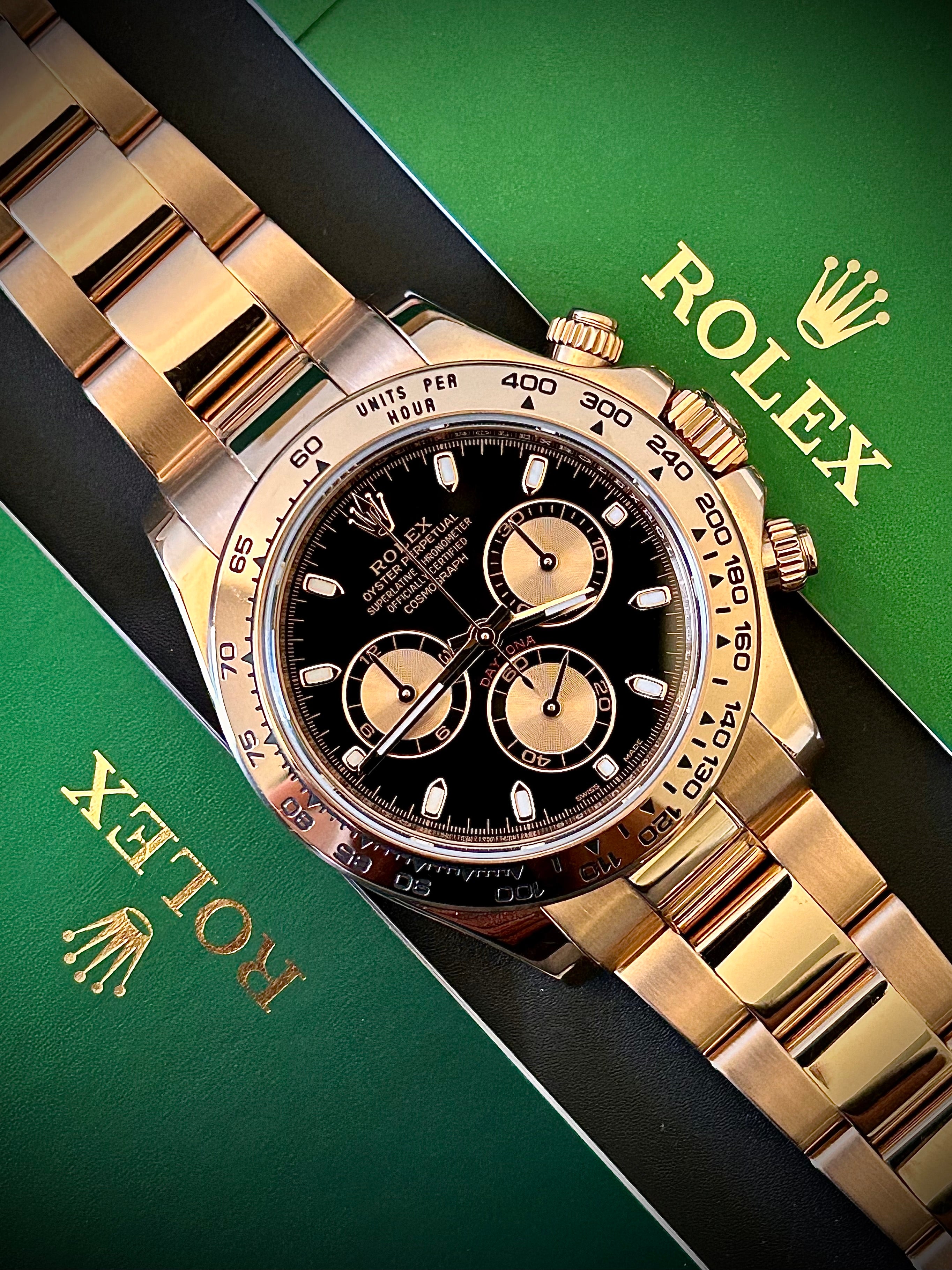 2016 ROLEX DAYTONA, FULL ROSE GOLD, 116505, FULL SET, INC GST