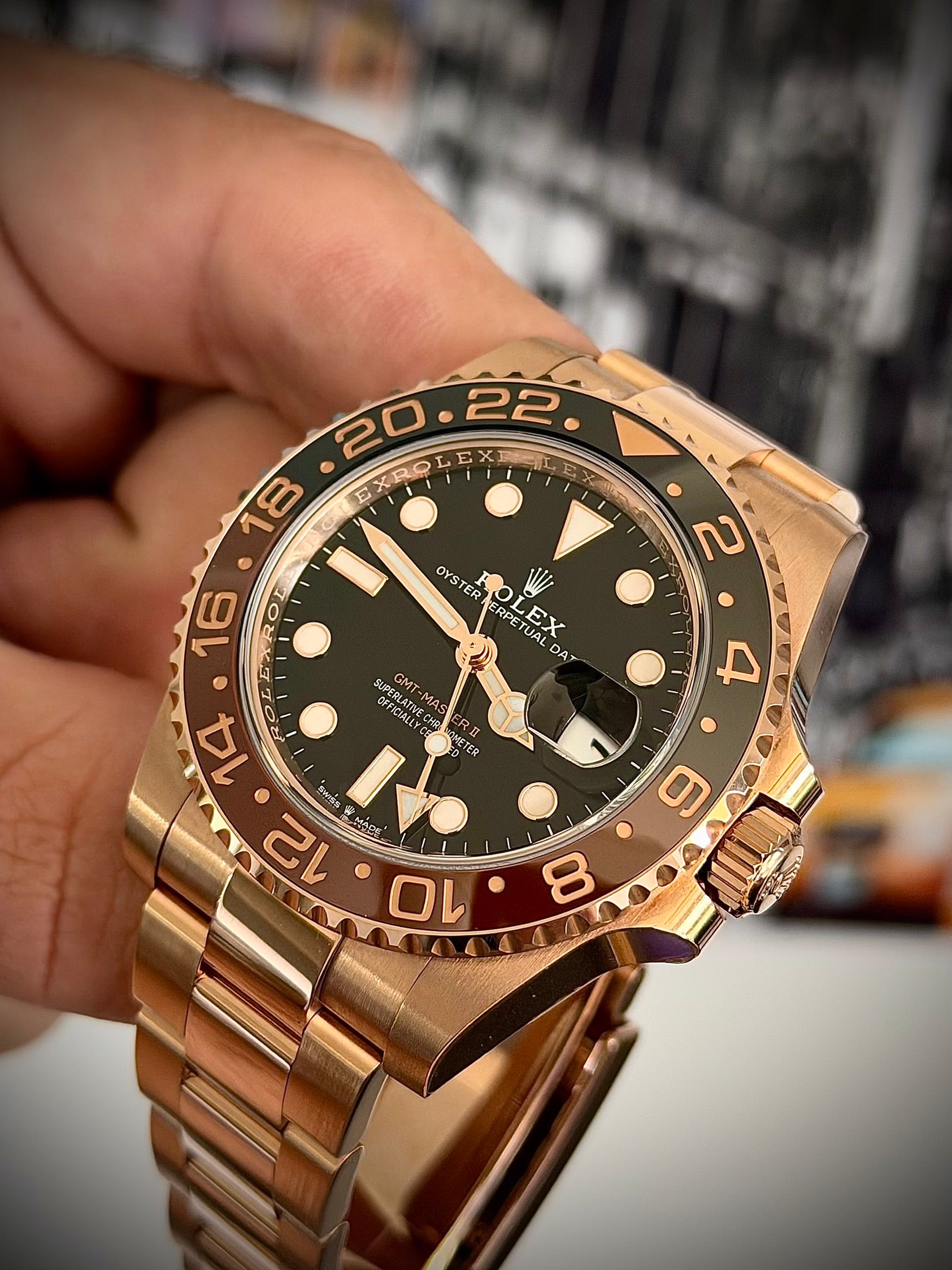 2021 ROLEX GMT MASTER II, ROOTBEER, 126715CHNR, FULL SET, INC GST