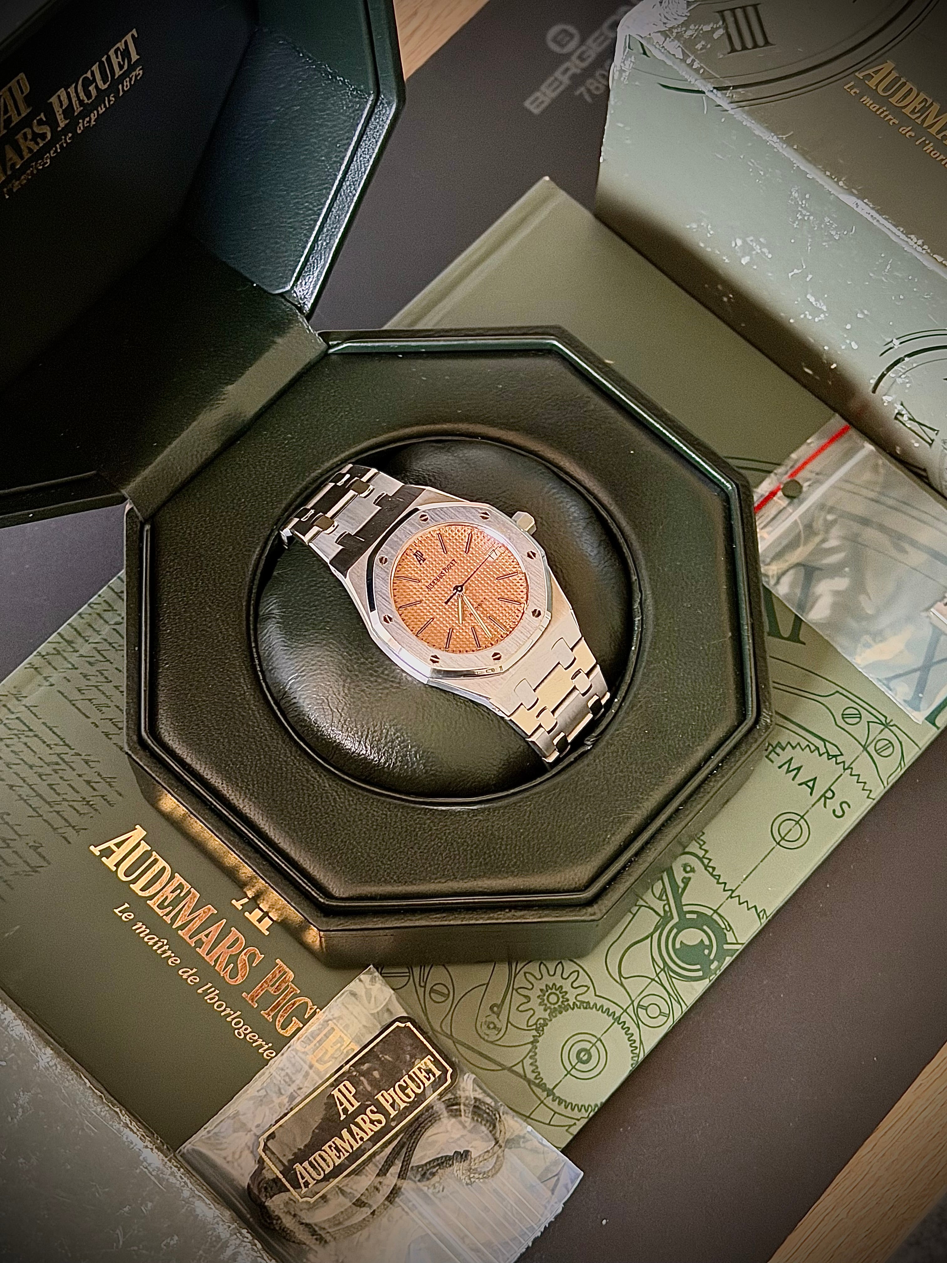 1999 AUDEMARS PIGUET ROYAL OAK 14790ST 36MM SALMON DIAL, FULL SET, INC GST