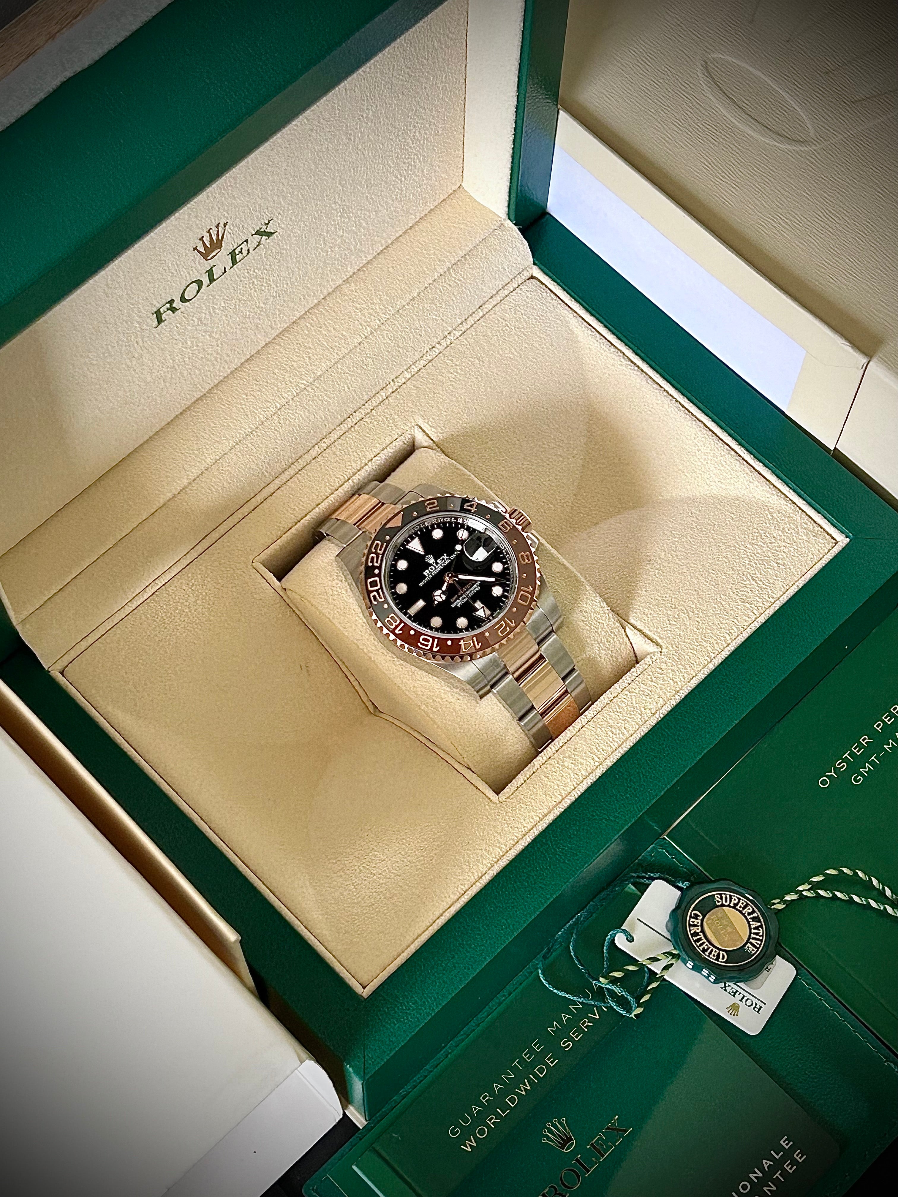 2022 ROLEX GMT MASTER II, ROOTBEER, 126711CHNR, FULL SET, INC GST