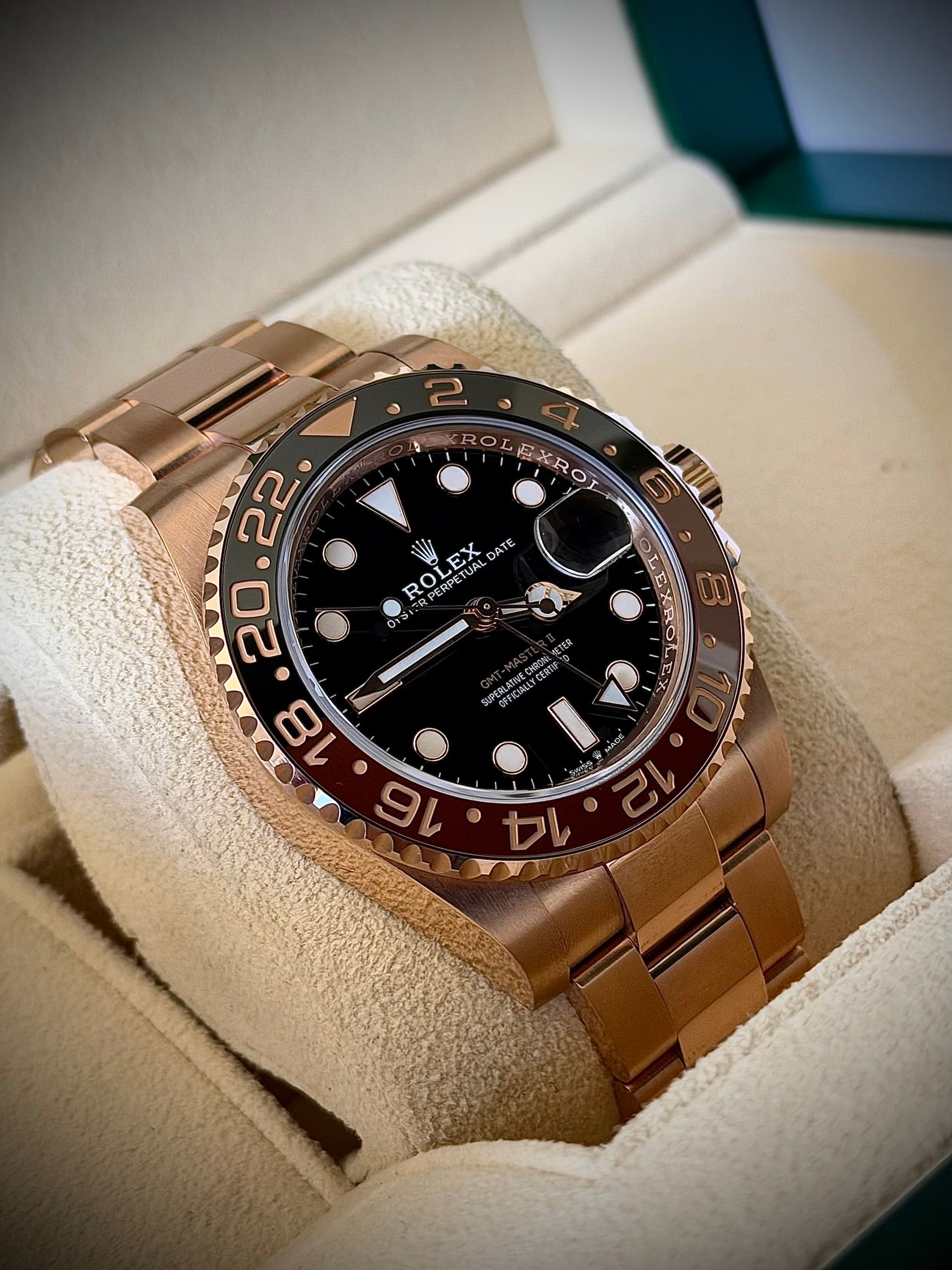 2021 ROLEX GMT MASTER II, ROOTBEER, 126715CHNR, FULL SET, INC GST