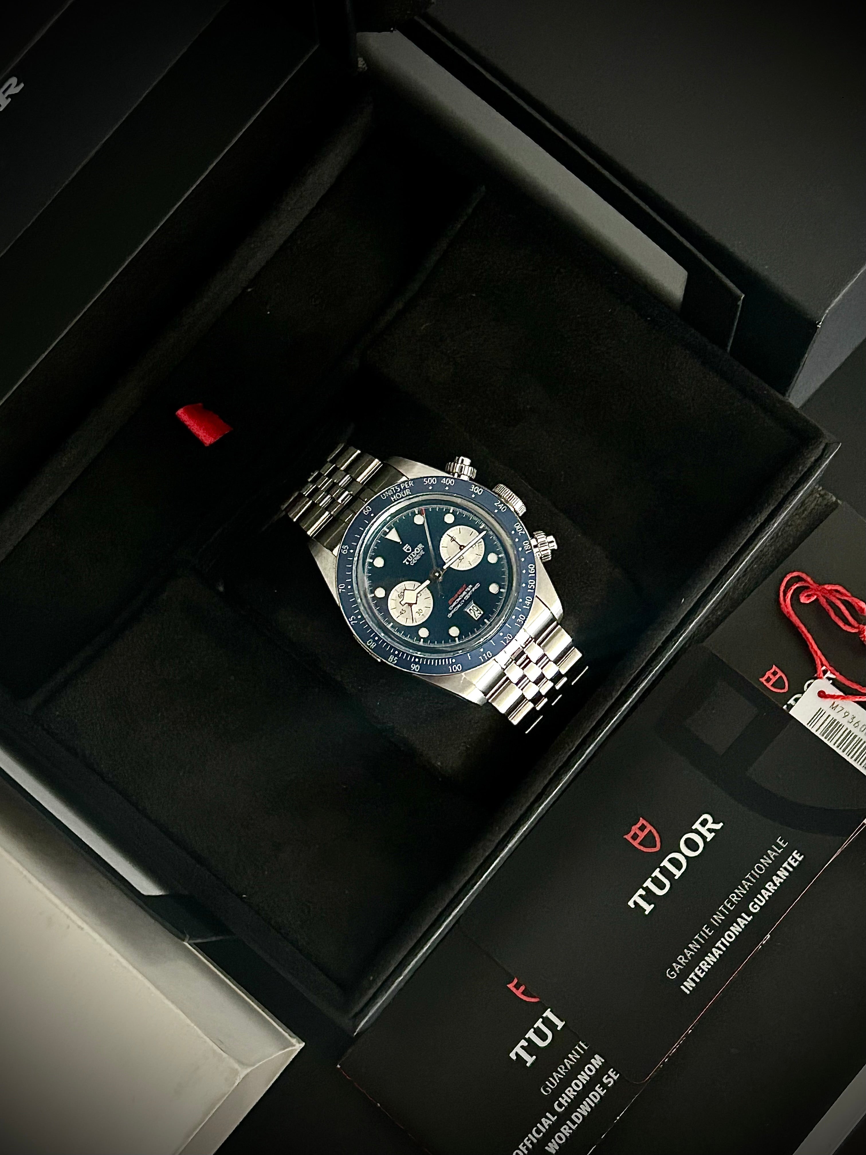 2024 TUDOR BLACK CHRONO BLUE BOUTIQUE EDITION, FULL SET, INC GST
