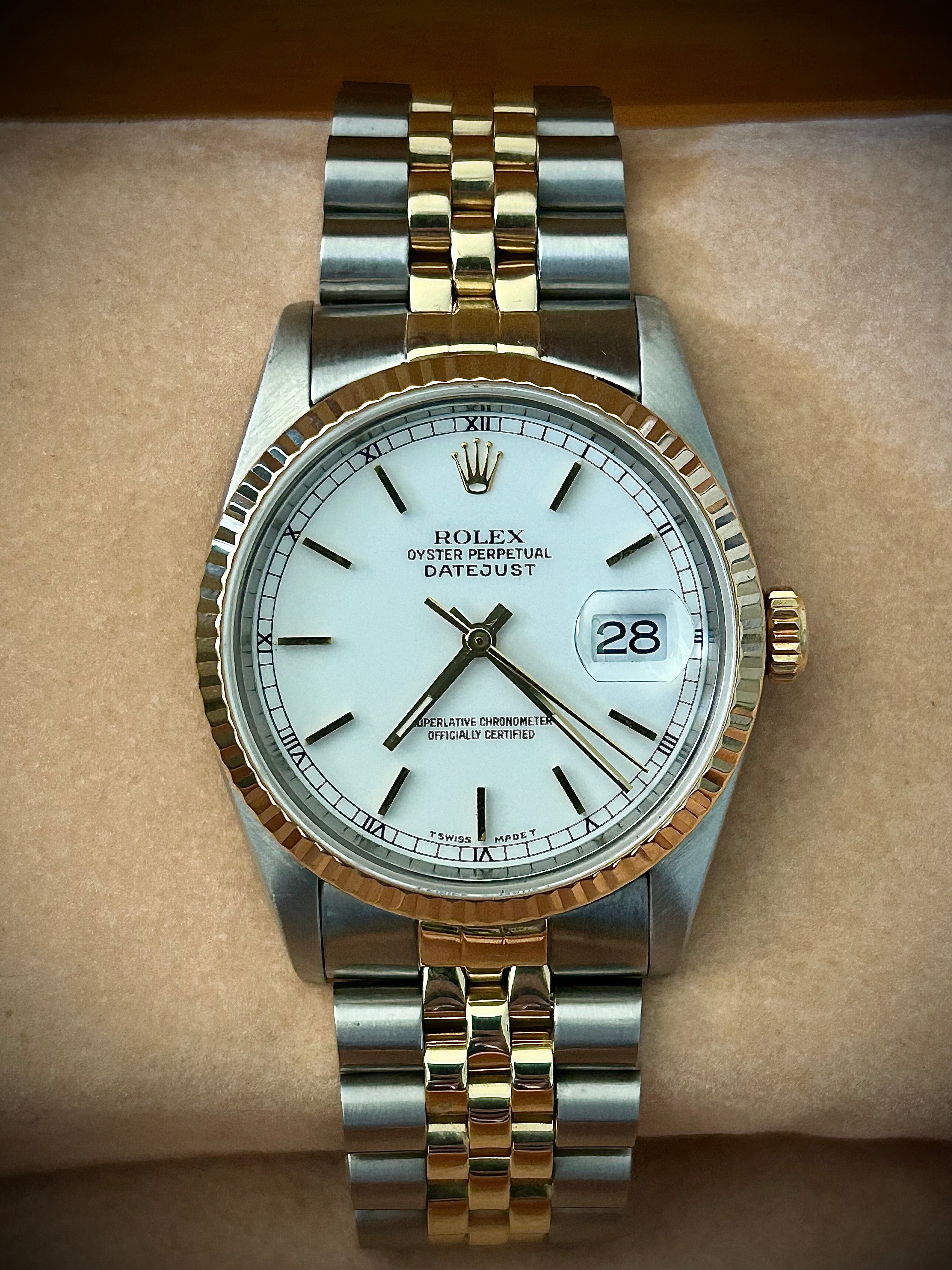 1993 ROLEX DATEJUST 36, 16233, BOX AND PAPERS, INC GST