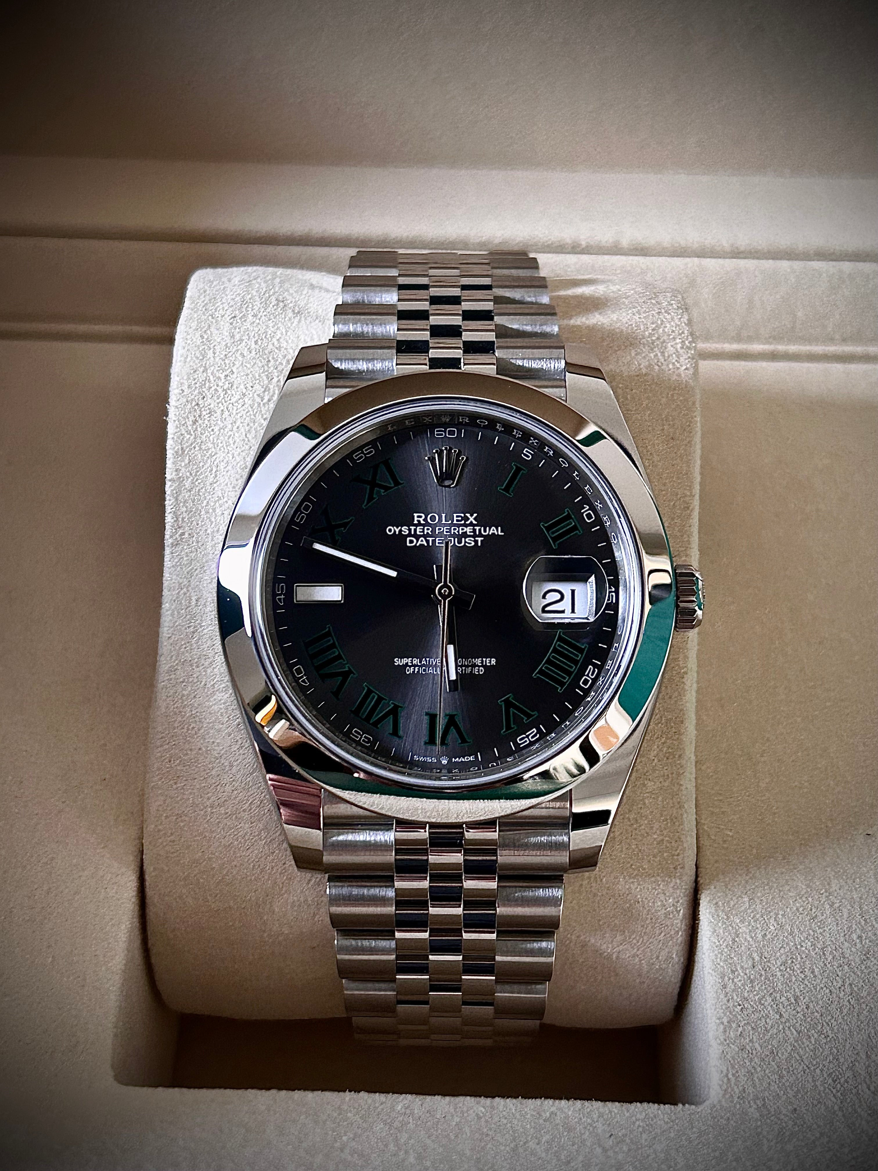 2025 ROLEX DATEJUST 41 WIMBLEDON, 126300, FULL SET, INC GST