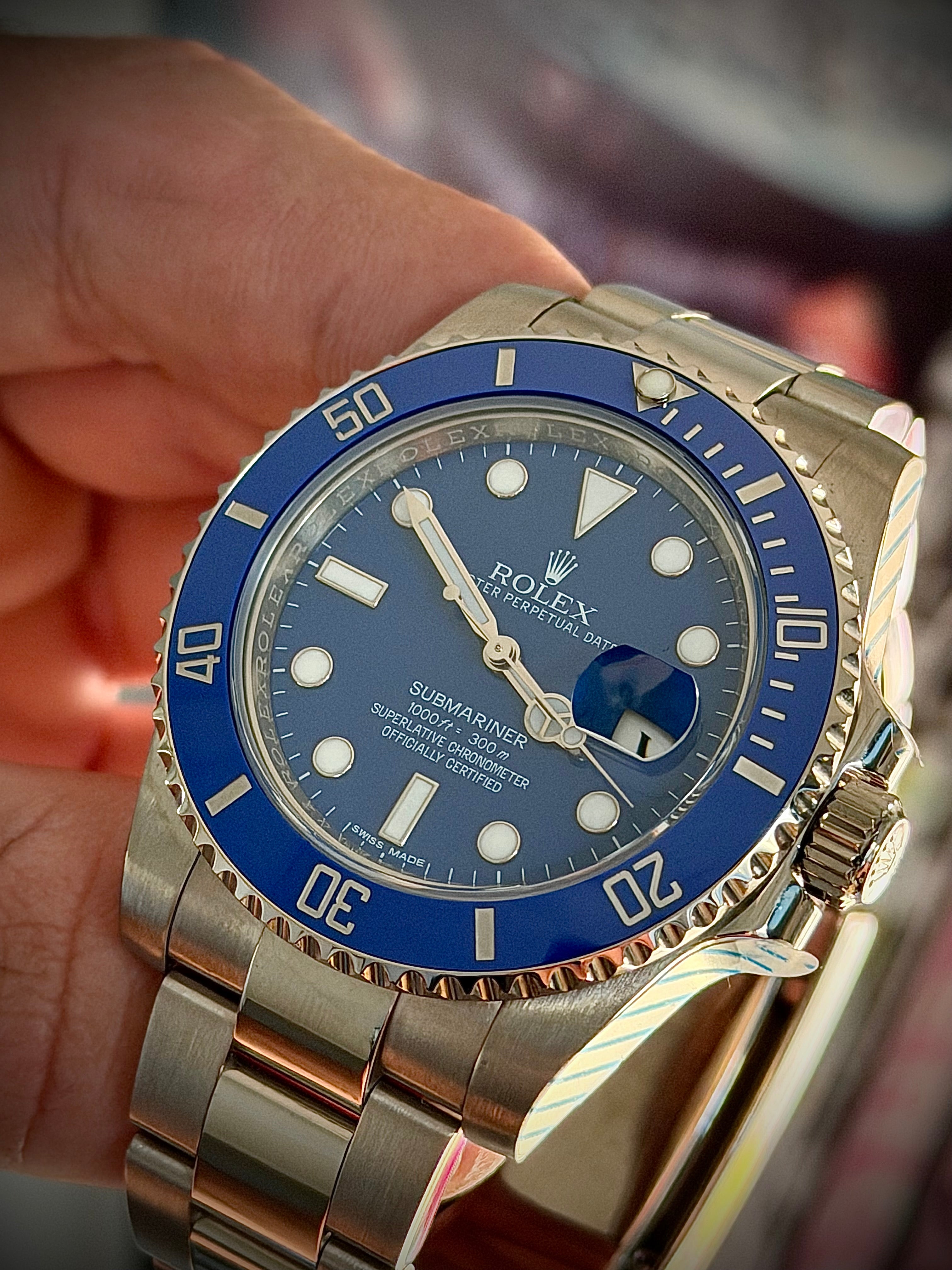 2015 ROLEX SUBMARINER DATE “SMURF”, 116619LB, BOX & PAPERS, RSC SERVICED, INC GST