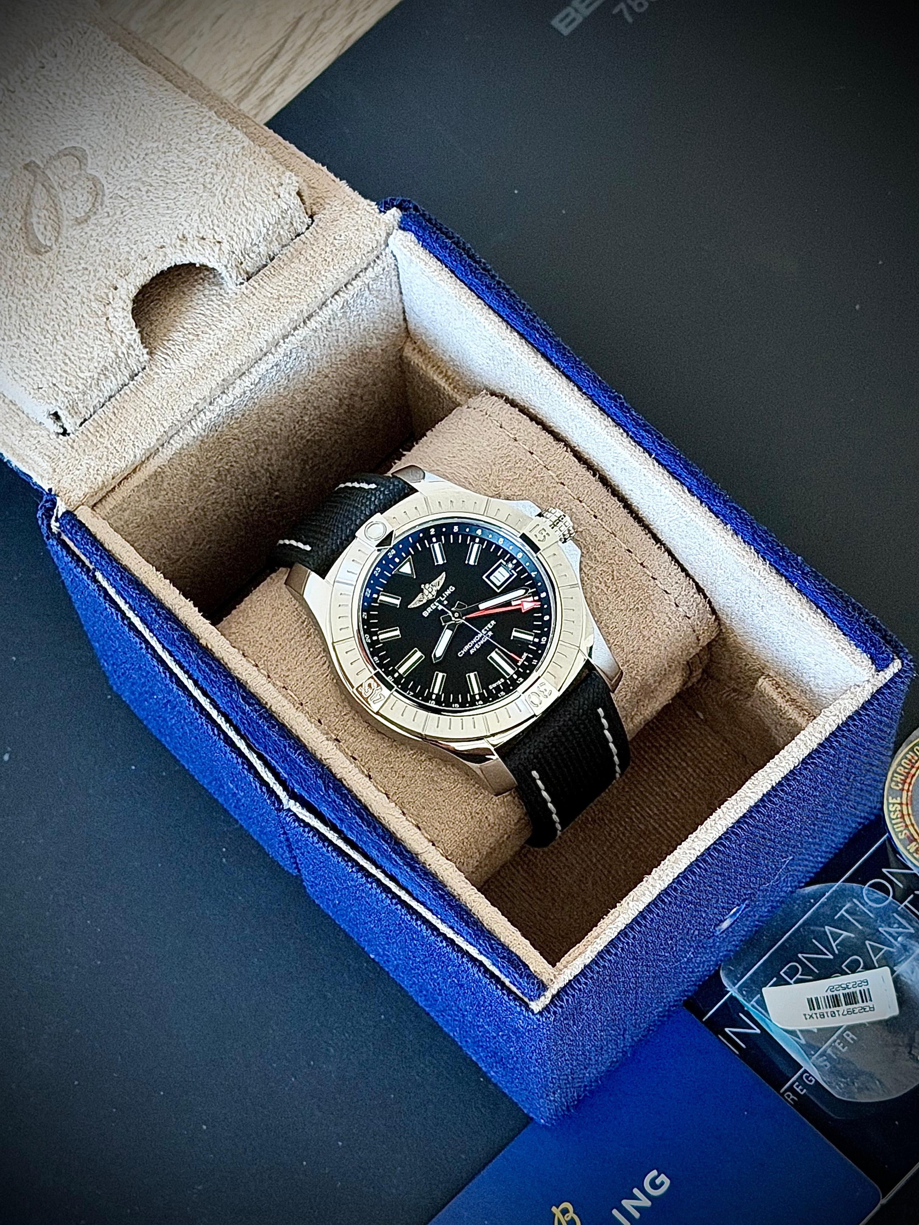 2025 BREITLING AVENGER GMT 43, A32397101B1X1, BOX & JOMASHOP WARRANTY, INC GST