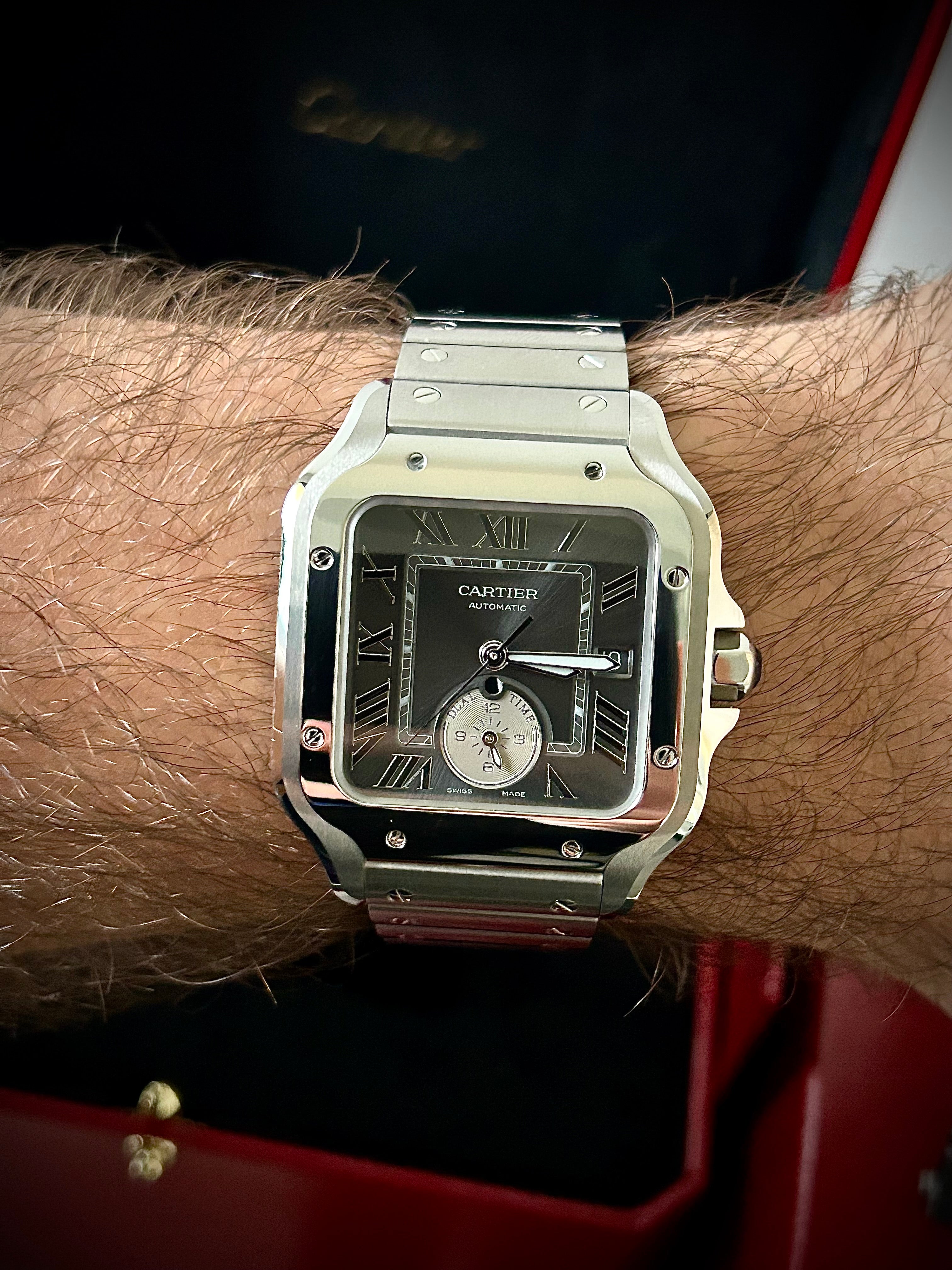 2024 CARTIER SANTOS DE CARTIER LARGE DUAL TIME, WSSA0076, BOX AND PAPERS, INC GST