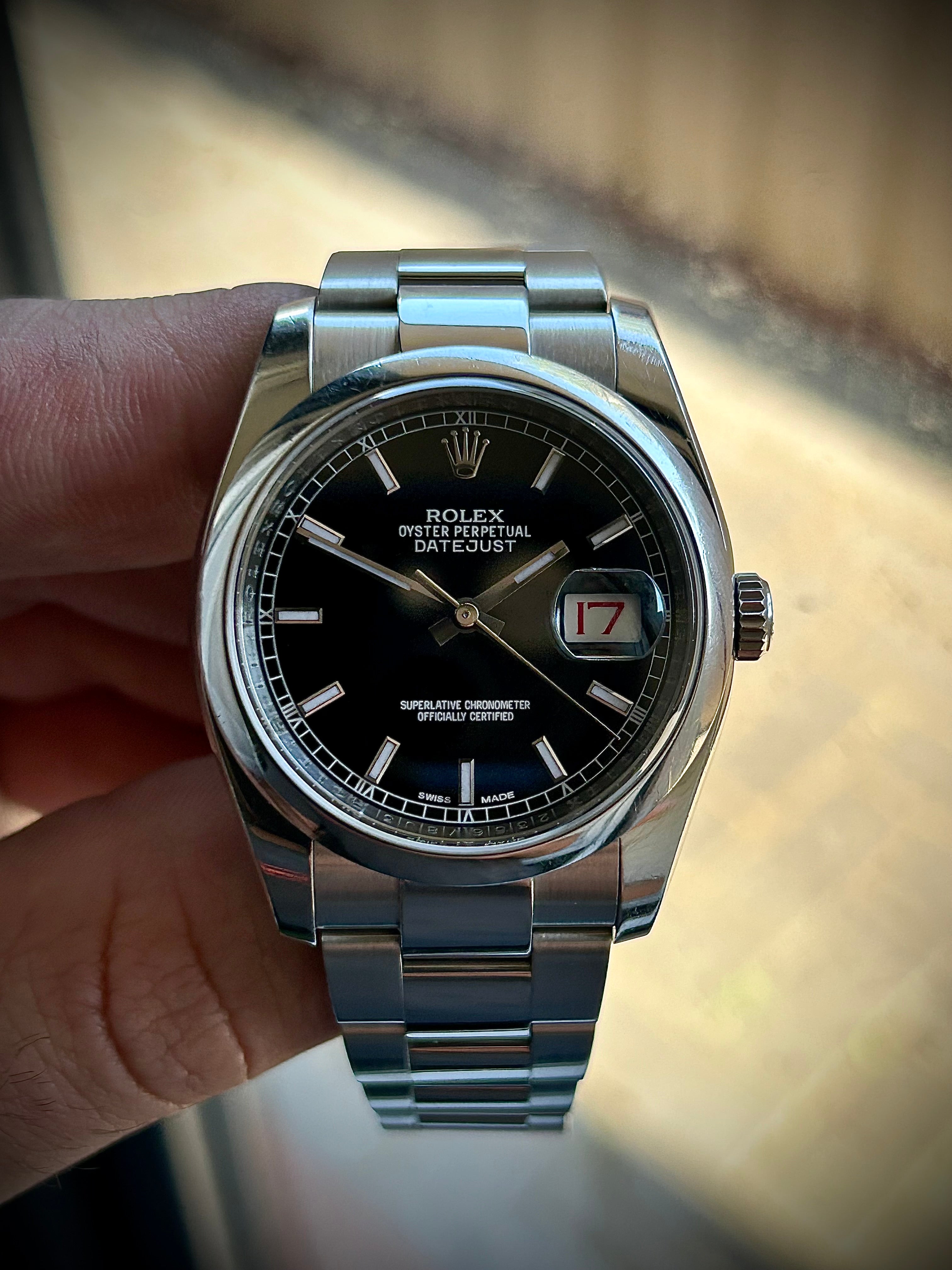 2012 ROLEX DATEJUST 36, 116200, ROULETTE DIAL, FULL SET, INC GST