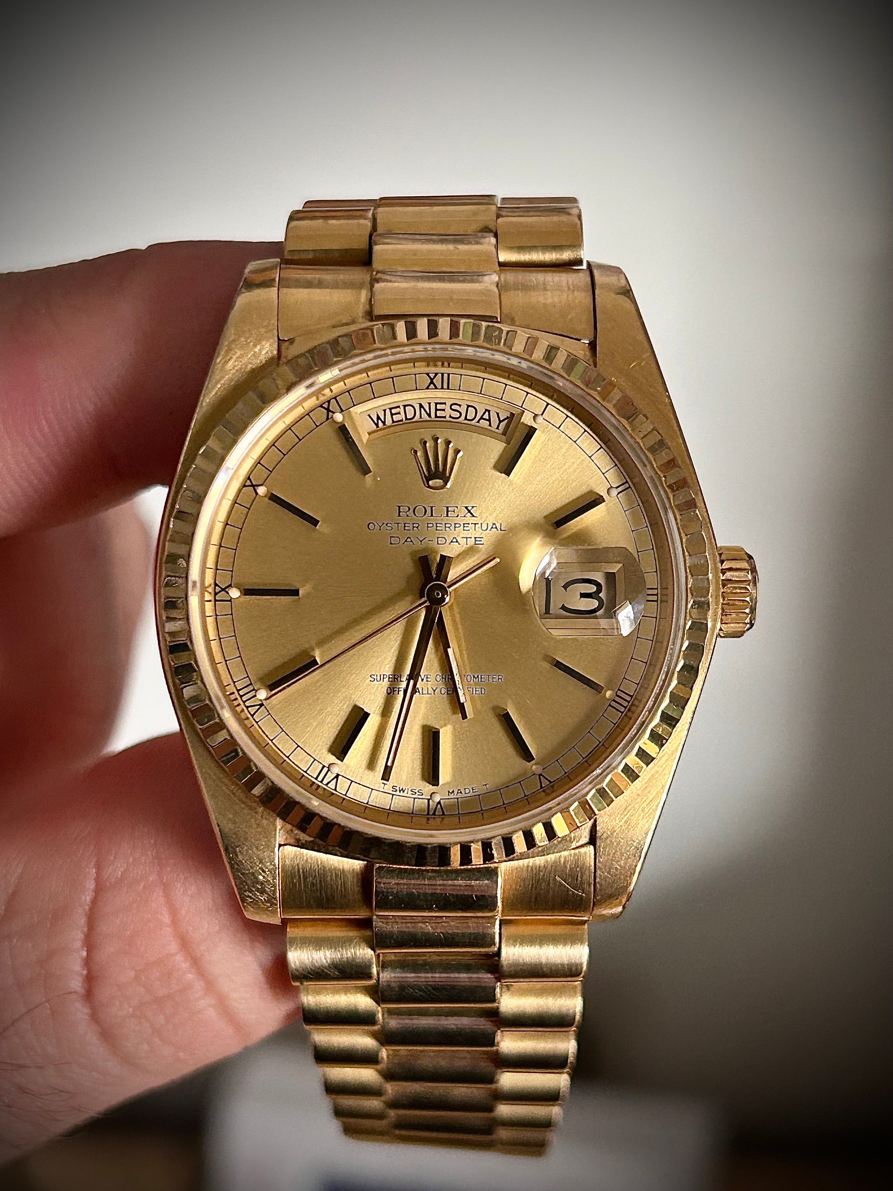 1982 ROLEX DAY-DATE, 18038, BOX AND PAPERS, INC GST