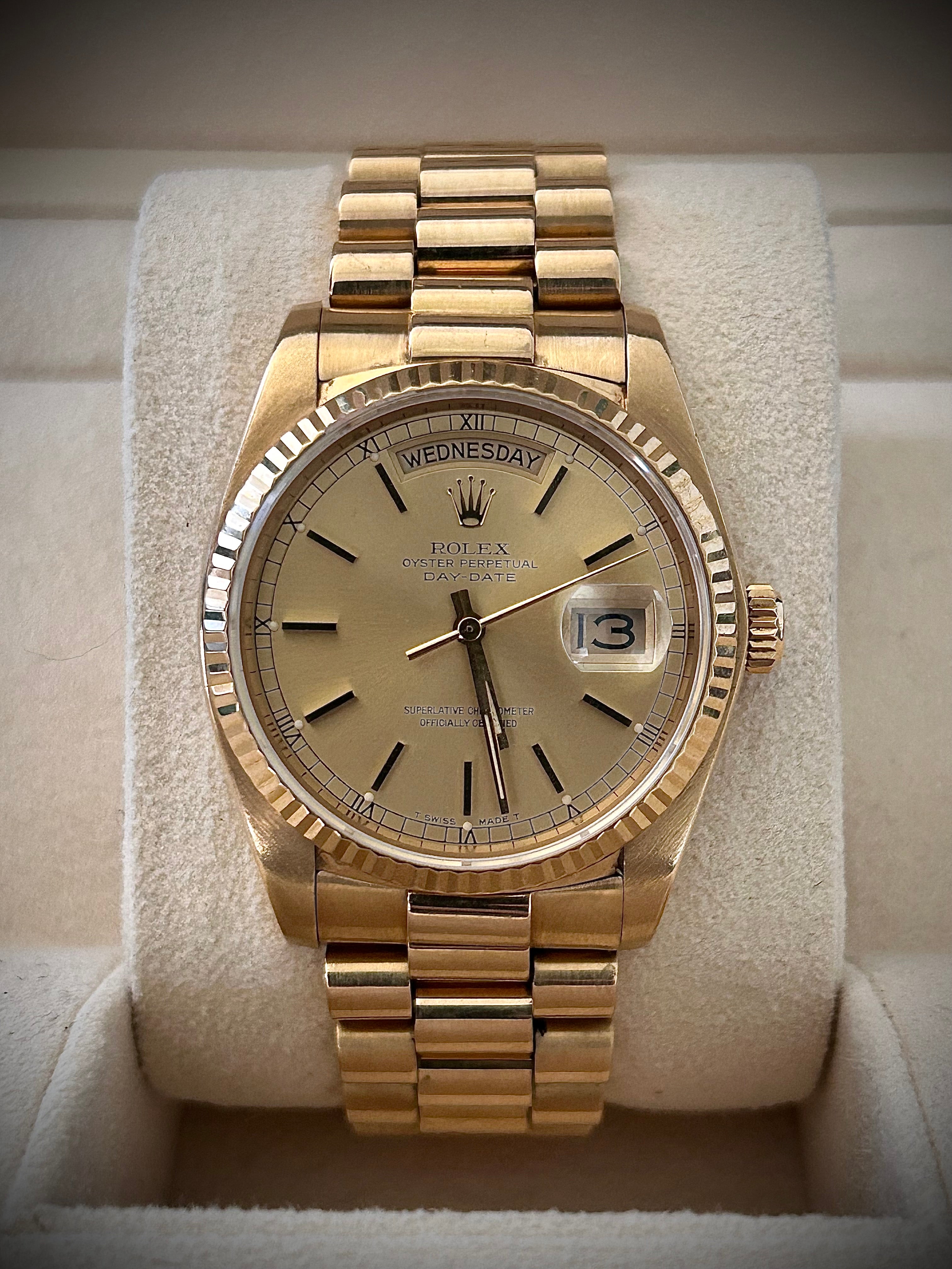 1982 ROLEX DAY-DATE, 18038, BOX AND PAPERS, INC GST