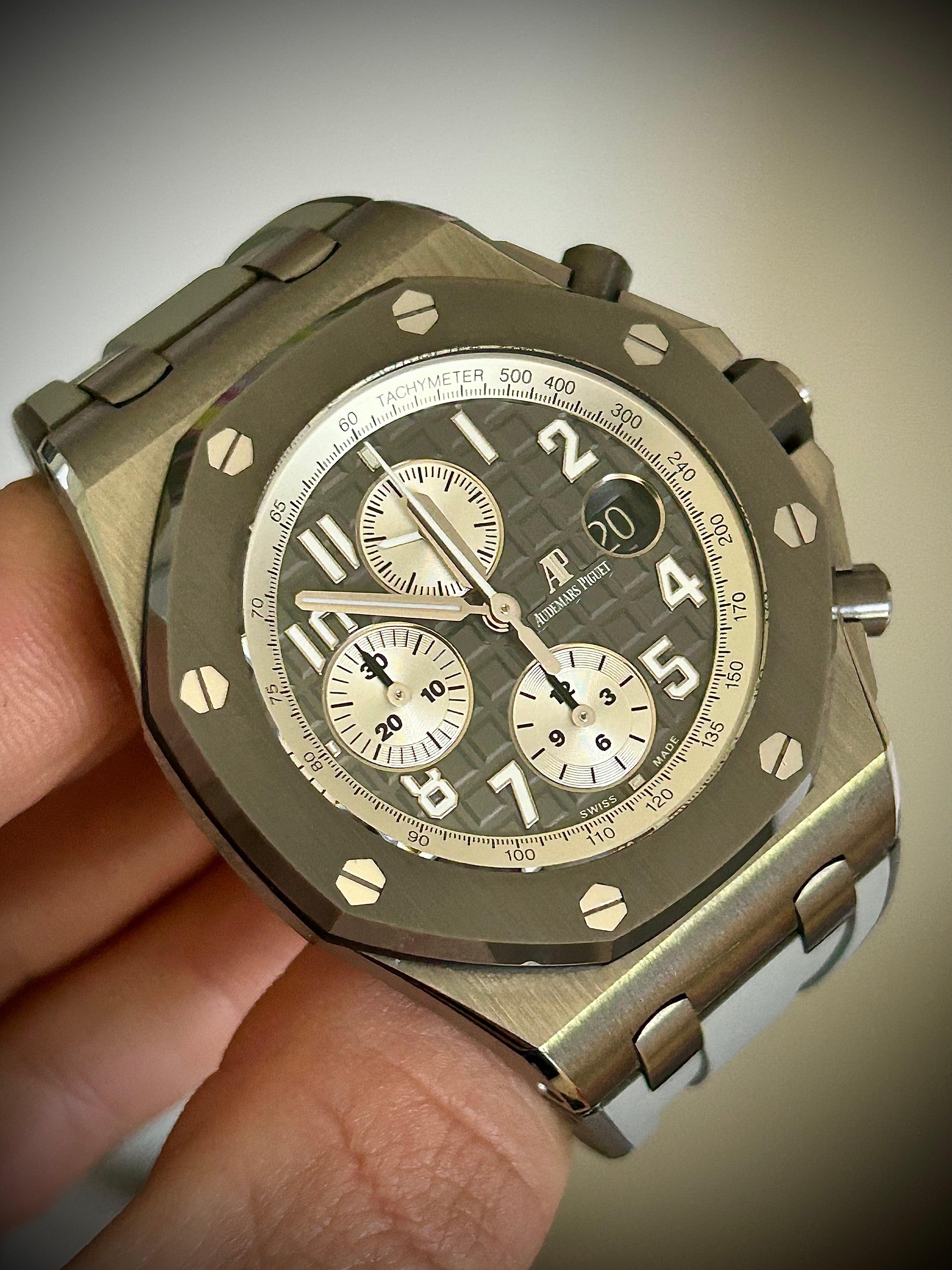 2020 AUDEMARS PIGUET ROYAL OAK OFFSHORE CHRONOGRAPH, 26470IO, “GHOST”, TITANIUM, FULL SET, INC GST