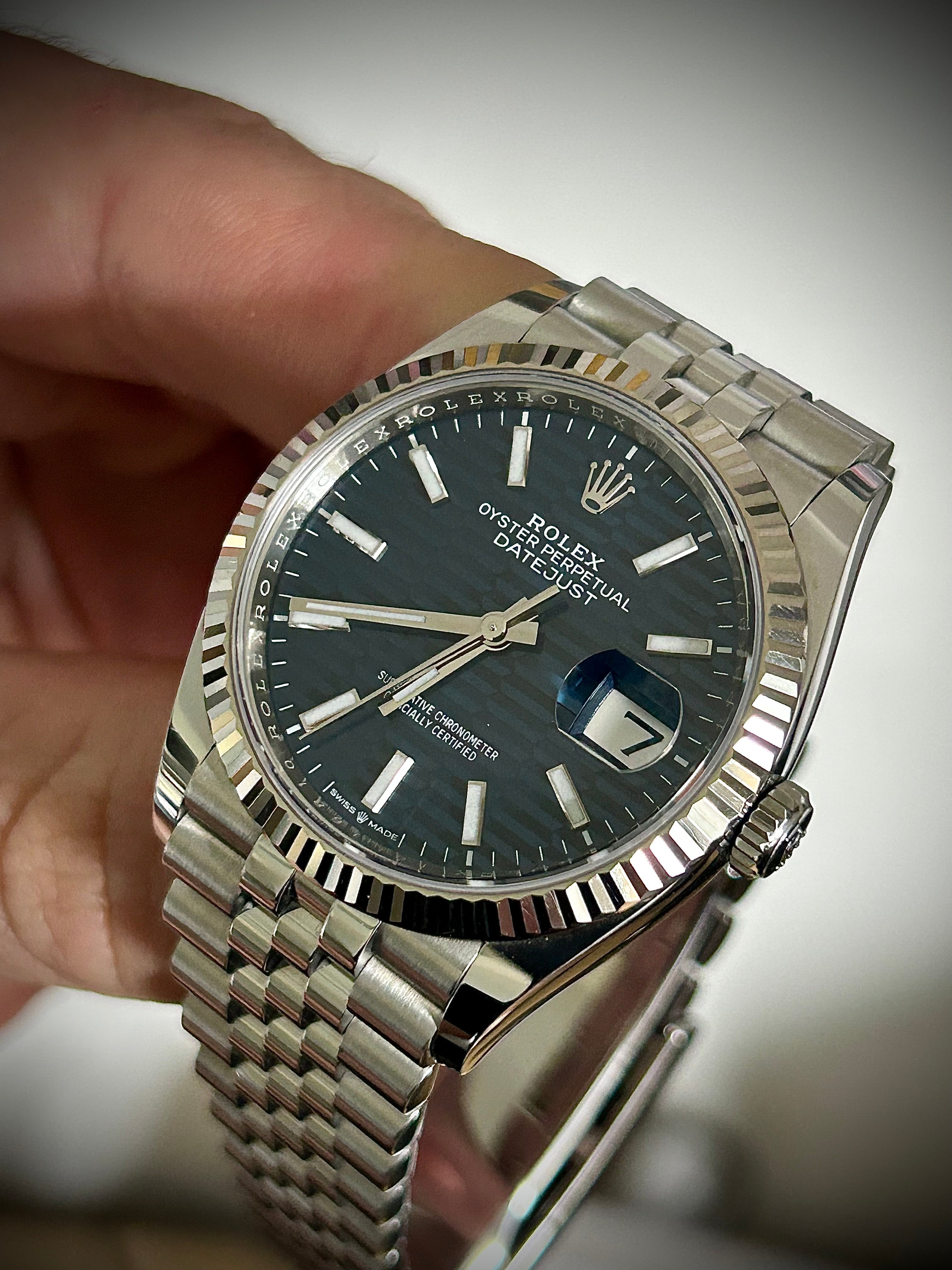 2022 ROLEX DATEJUST 36, 126234, BLUE MOTIF DIAL, FULL SET, INC GST