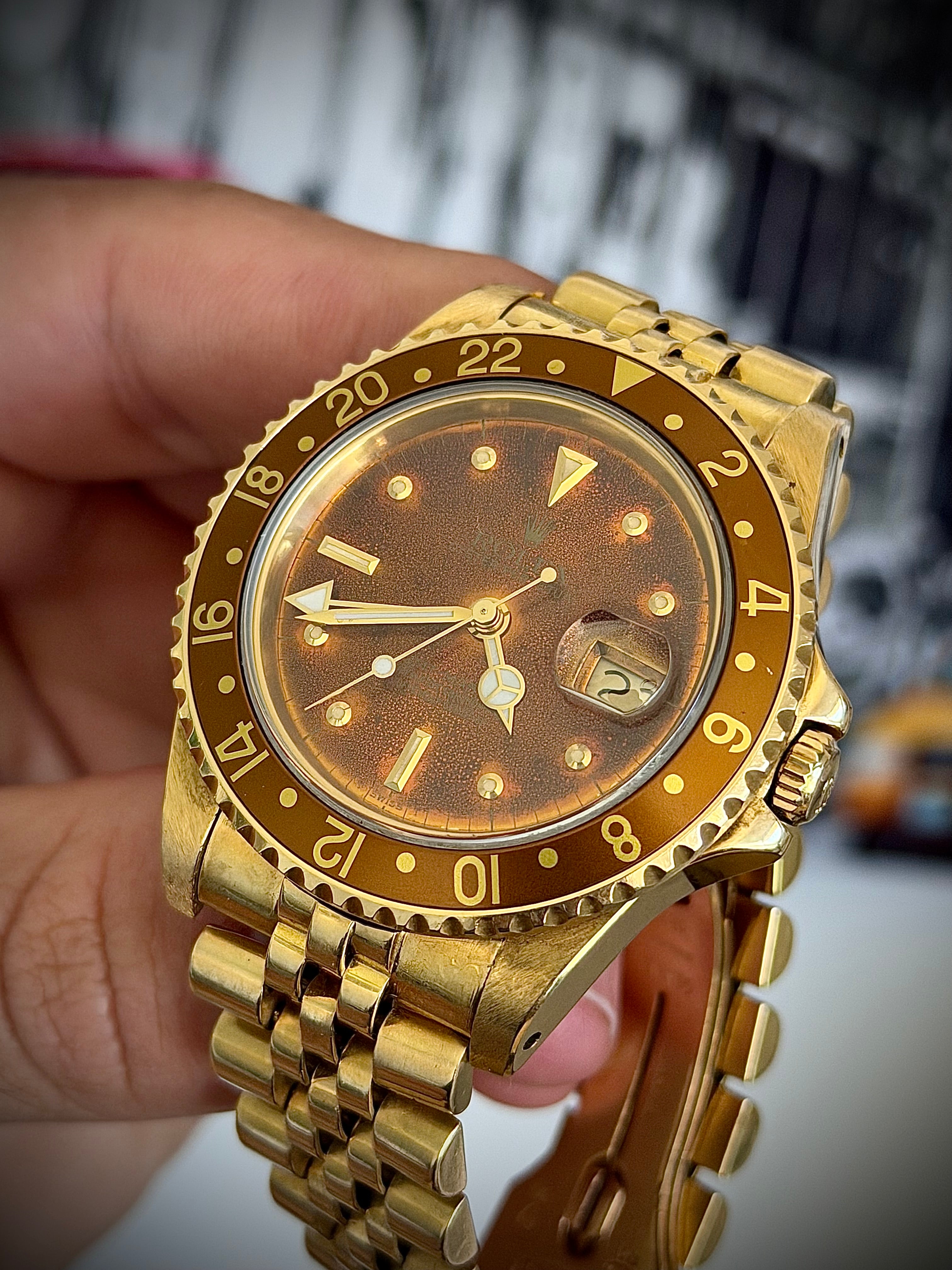 1987 ROLEX GMT-MASTER, 16758, TROPICAL BROWN “LAVA” NIPPLE DIAL, ONE-OWNER FULL SET, INC GST