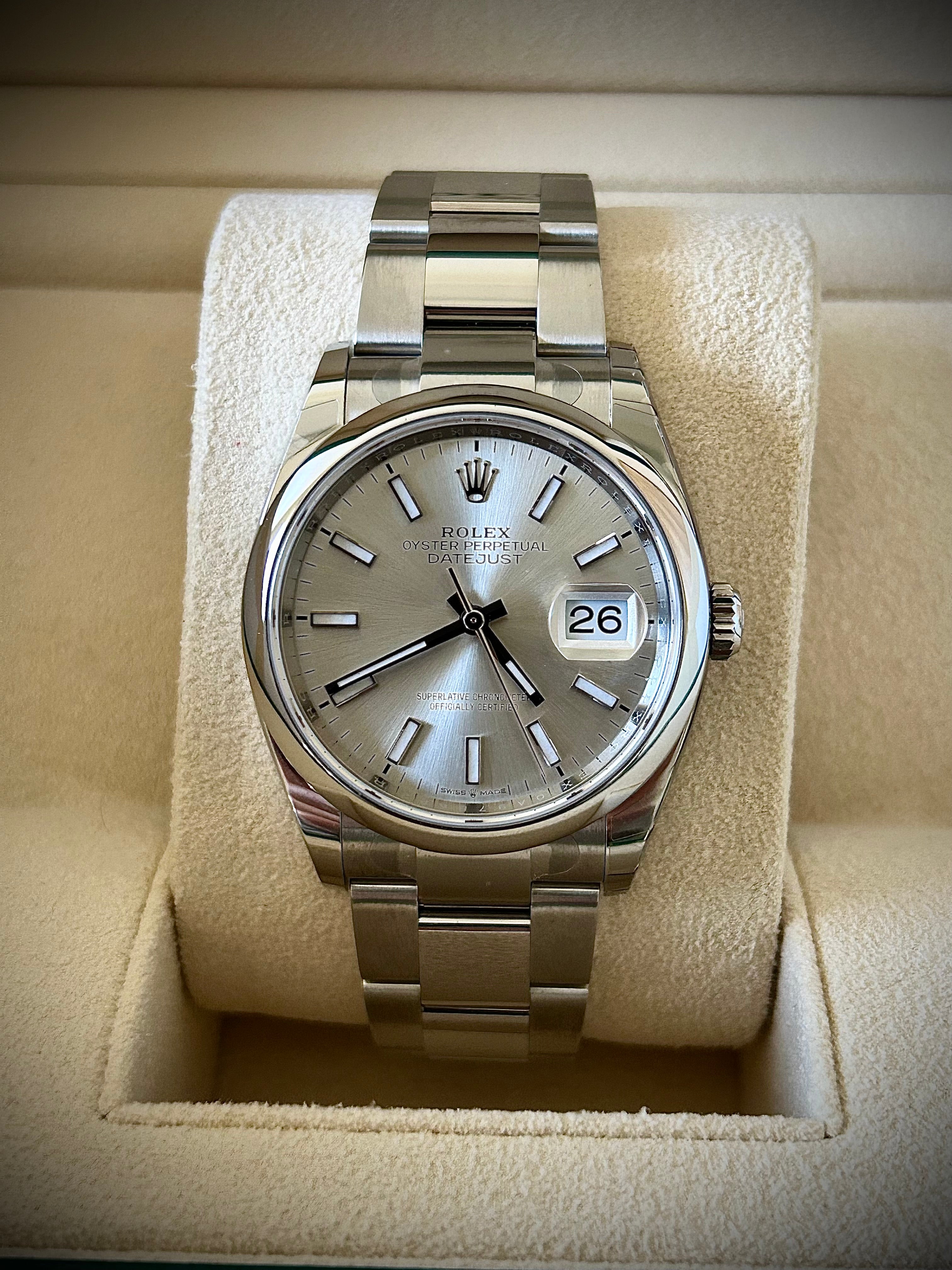 2024 ROLEX DATEJUST 36 SILVER DIAL, BRAND NEW, 126200, FULL SET, INC GST