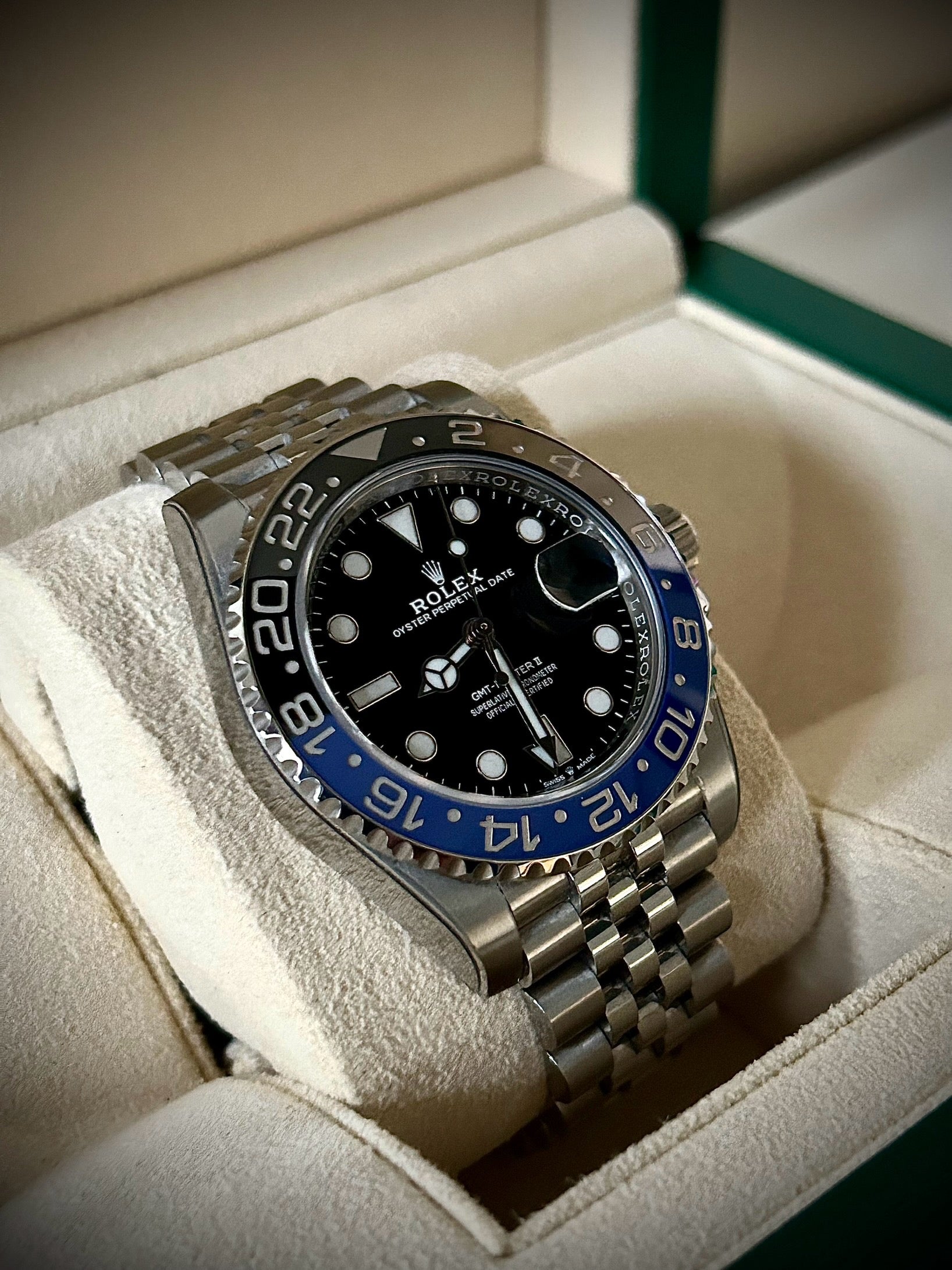 2023 ROLEX GMT MASTER II, BATGIRL, 126710BLNR, FULL SET, INC GST