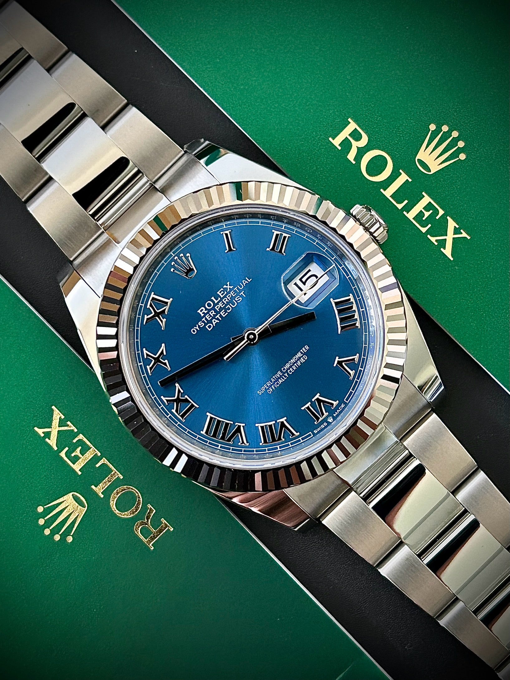 2022 ROLEX DATEJUST 41, AZZURO DIAL, 126334, FULL SET, INC GST