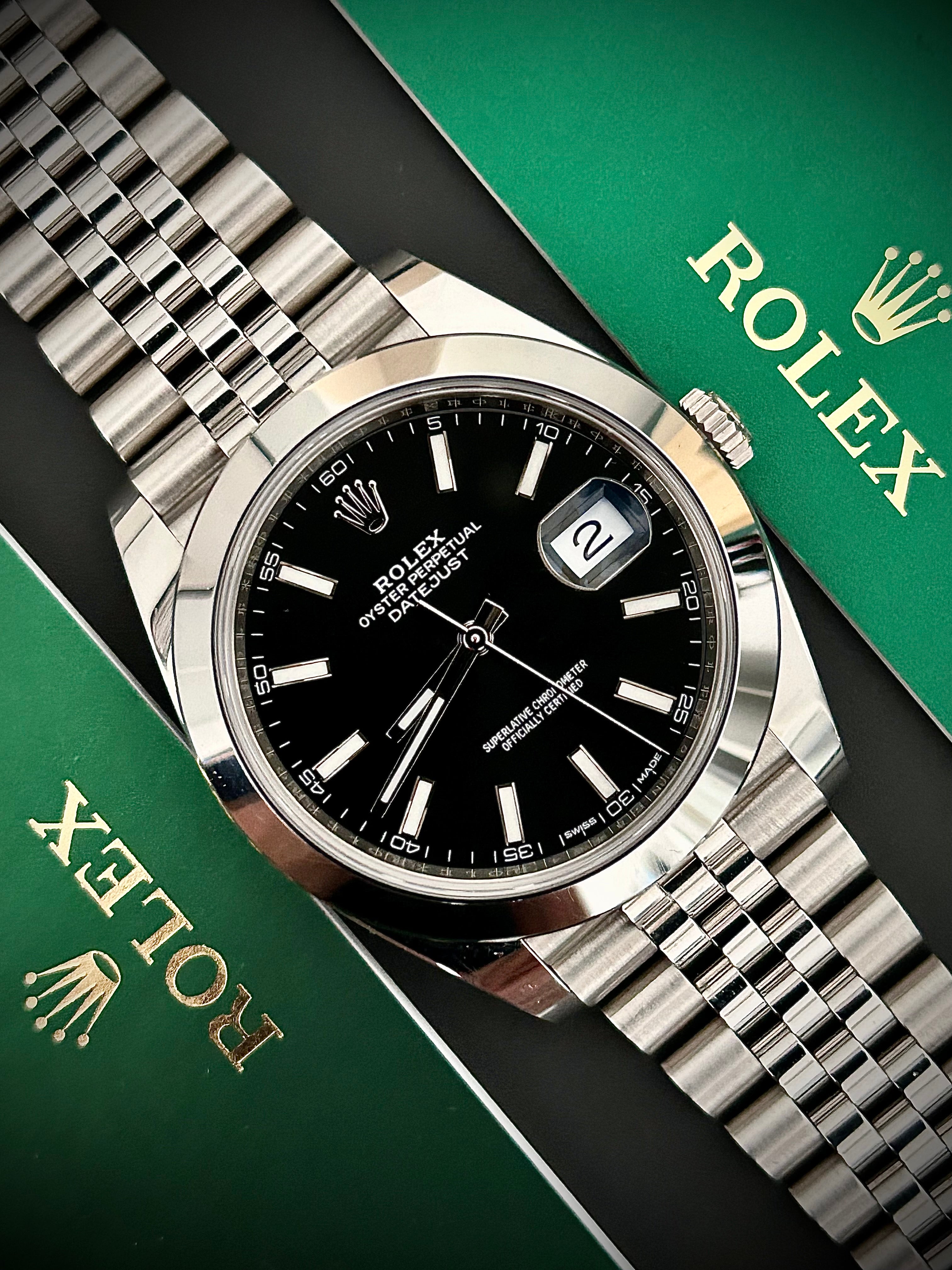 2018 ROLEX DATEJUST 41, BLACK DIAL, 126300, SMOOTH JUBILEE, FULL SET, INC GST