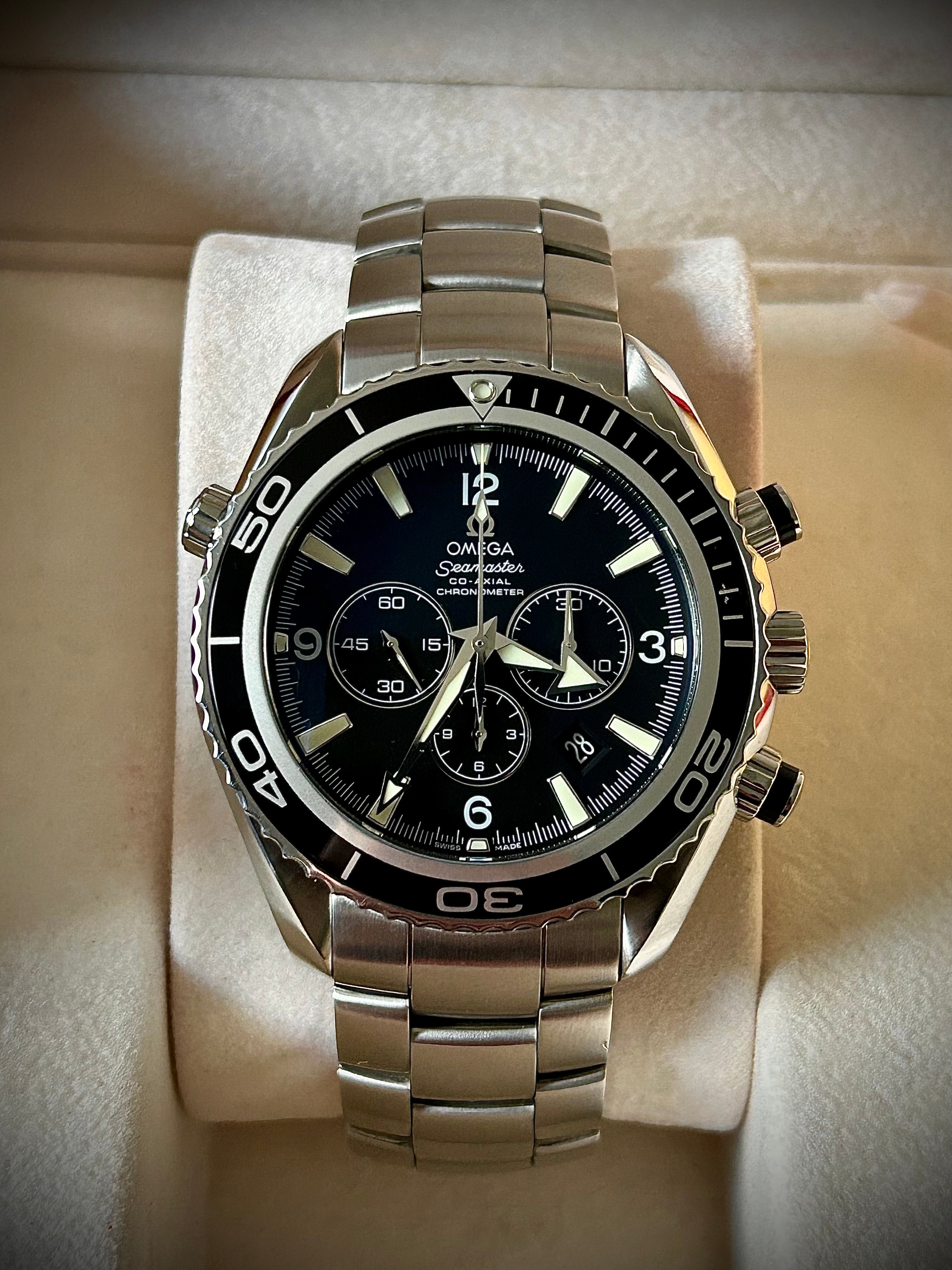 2010 OMEGA SEAMASTER PLANET OCEAN CHRONOGRAPH, 45.5MM, FULL SET, INC GST