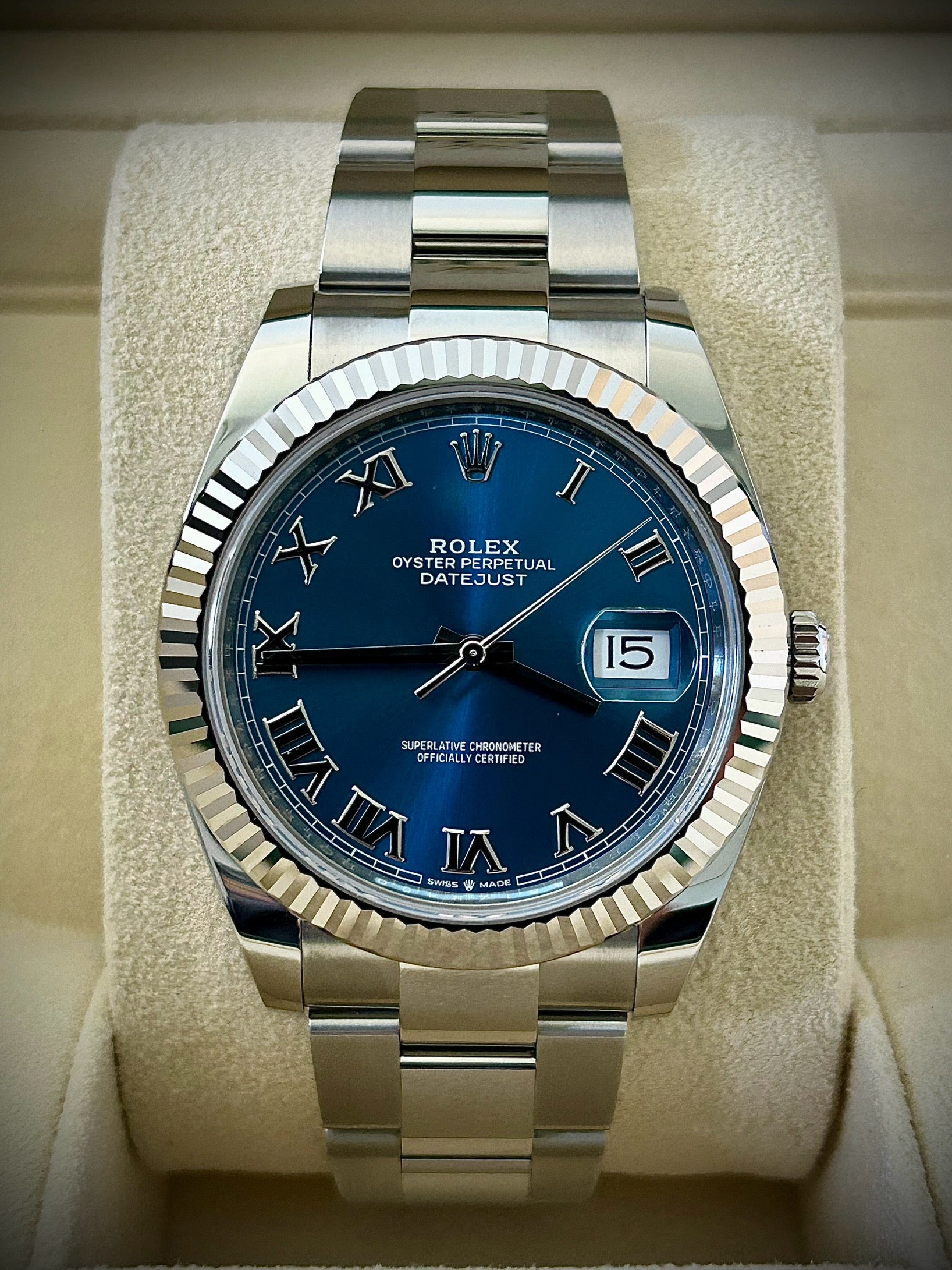 2022 ROLEX DATEJUST 41, AZZURO DIAL, 126334, FULL SET, INC GST