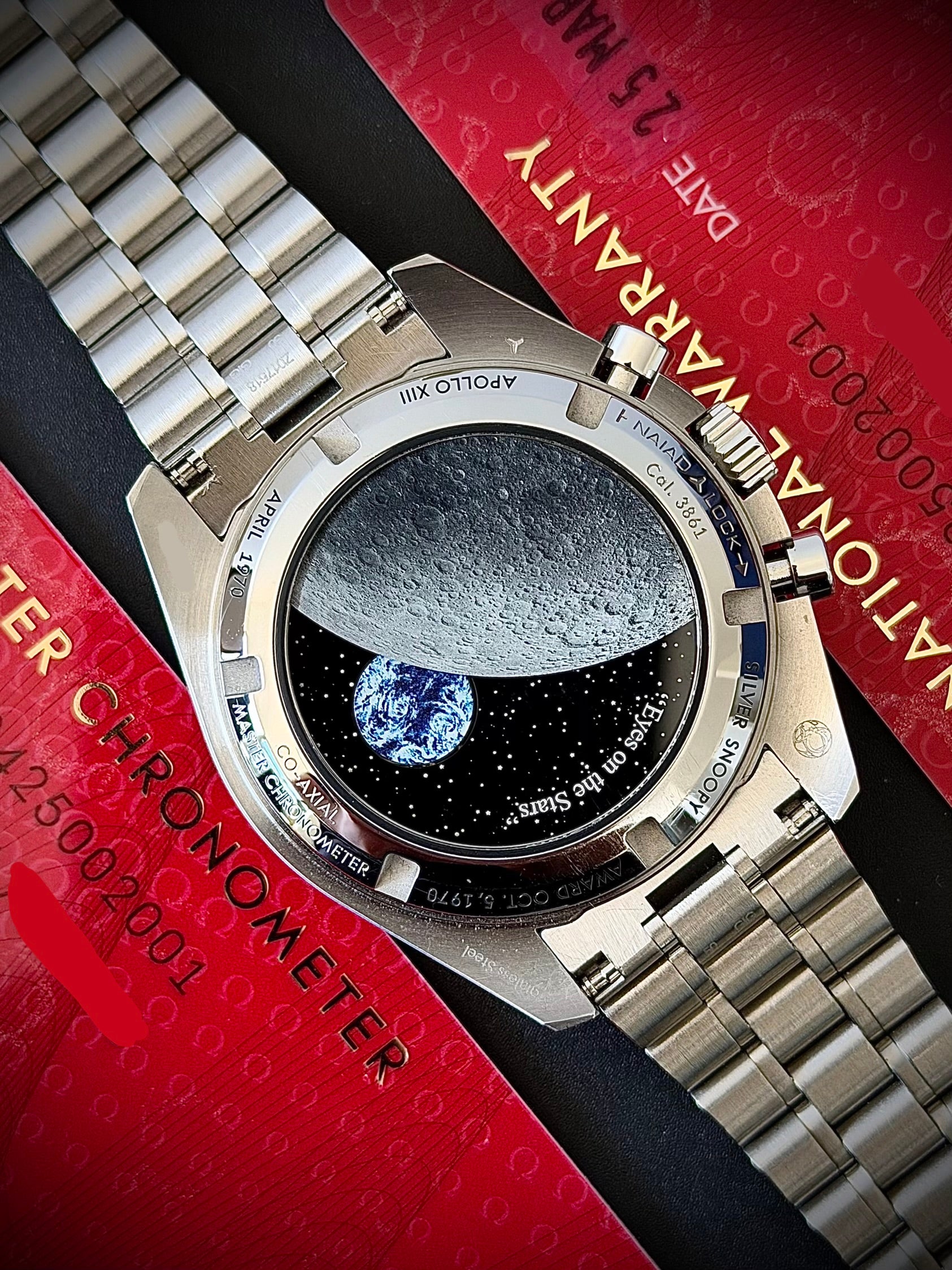 2025 OMEGA SPEEDMASTER SILVER SNOOPY ON BRACELET, FULL SET, INC GST