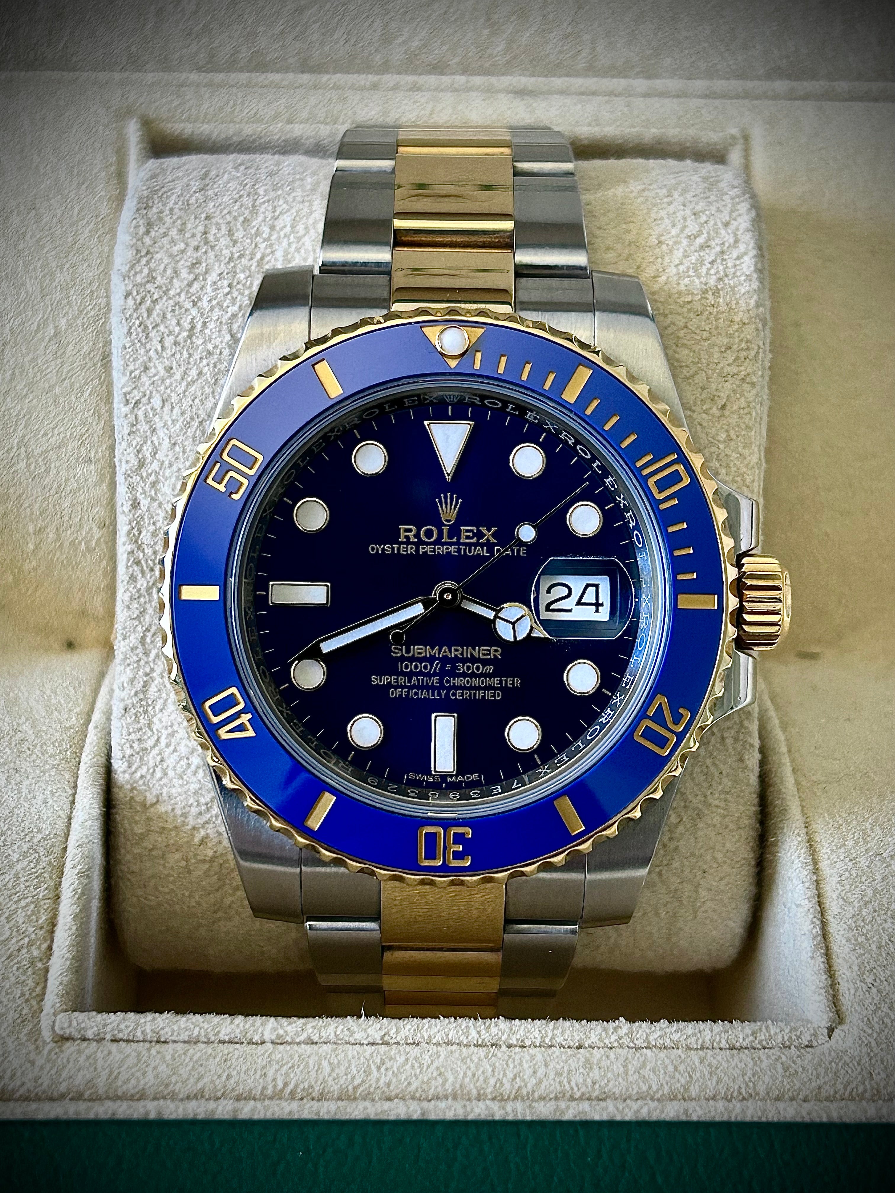 2018 ROLEX SUBMARINER BLUESY 116613LB, FULL SET, INC GST