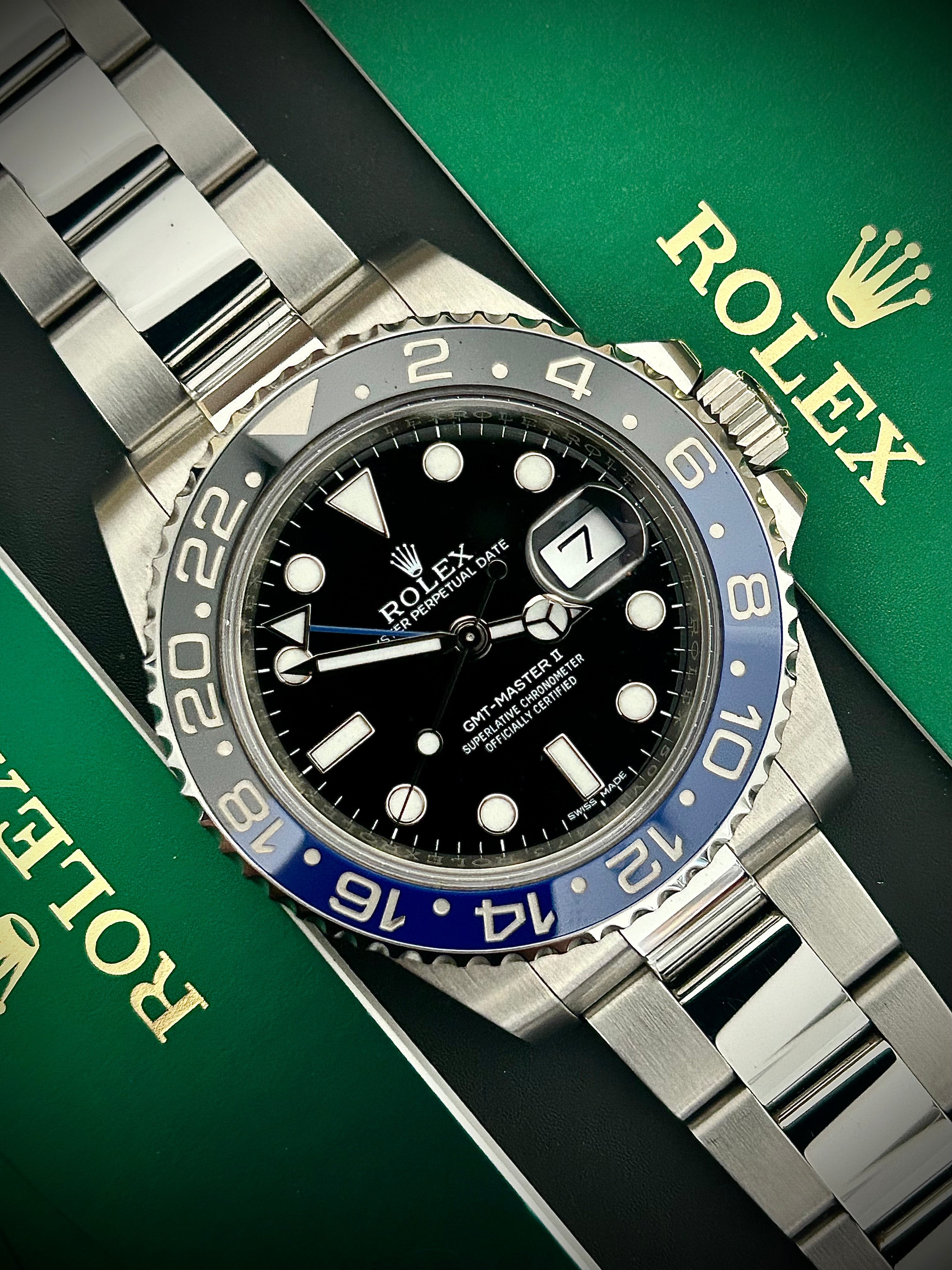 2015 ROLEX GMT MASTER II, BATMAN, 116710BLNR, FULL SET, INC GST
