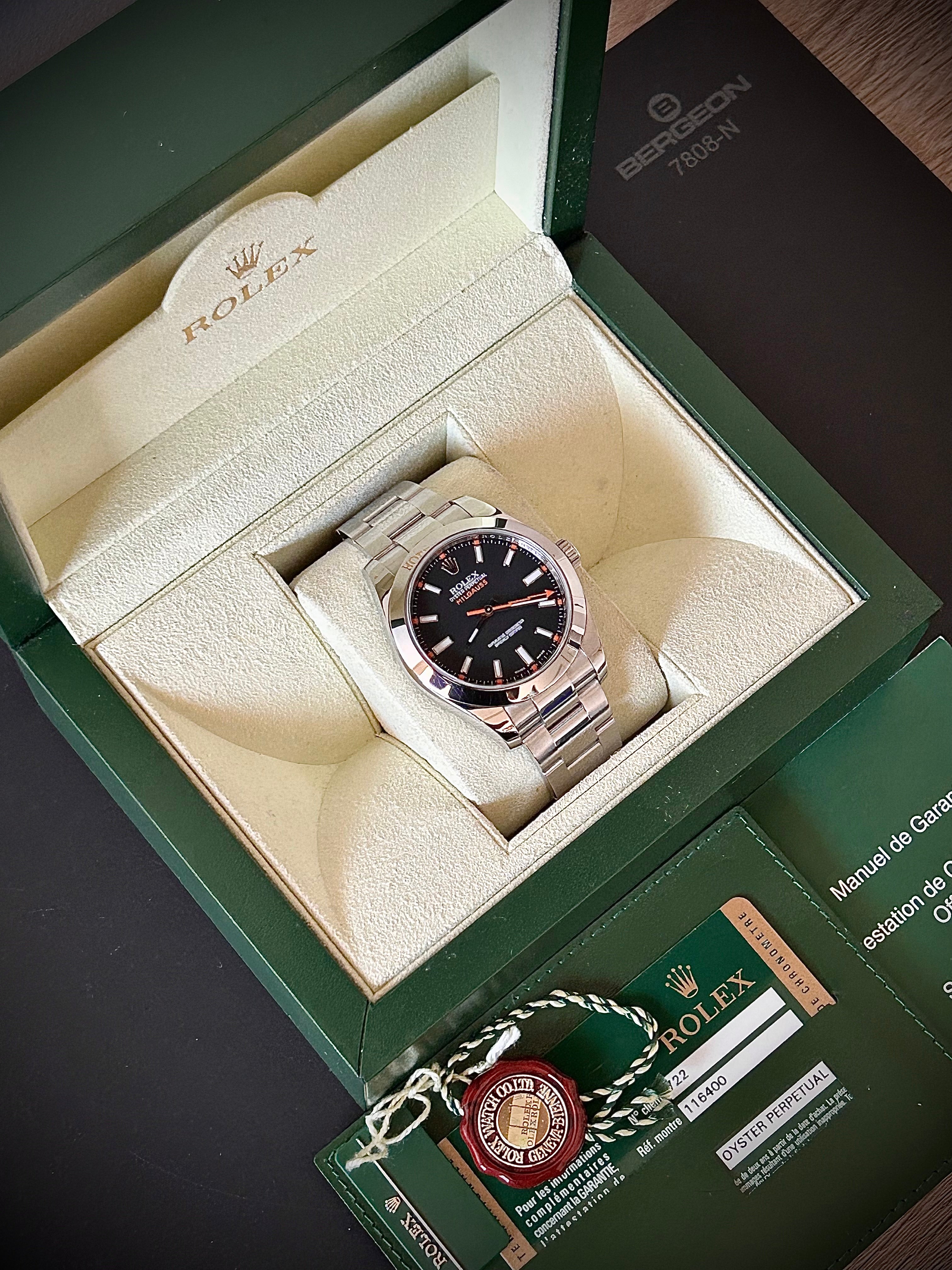 2008 ROLEX MILGAUSS, 116400, BOX AND PAPERS, INC GST