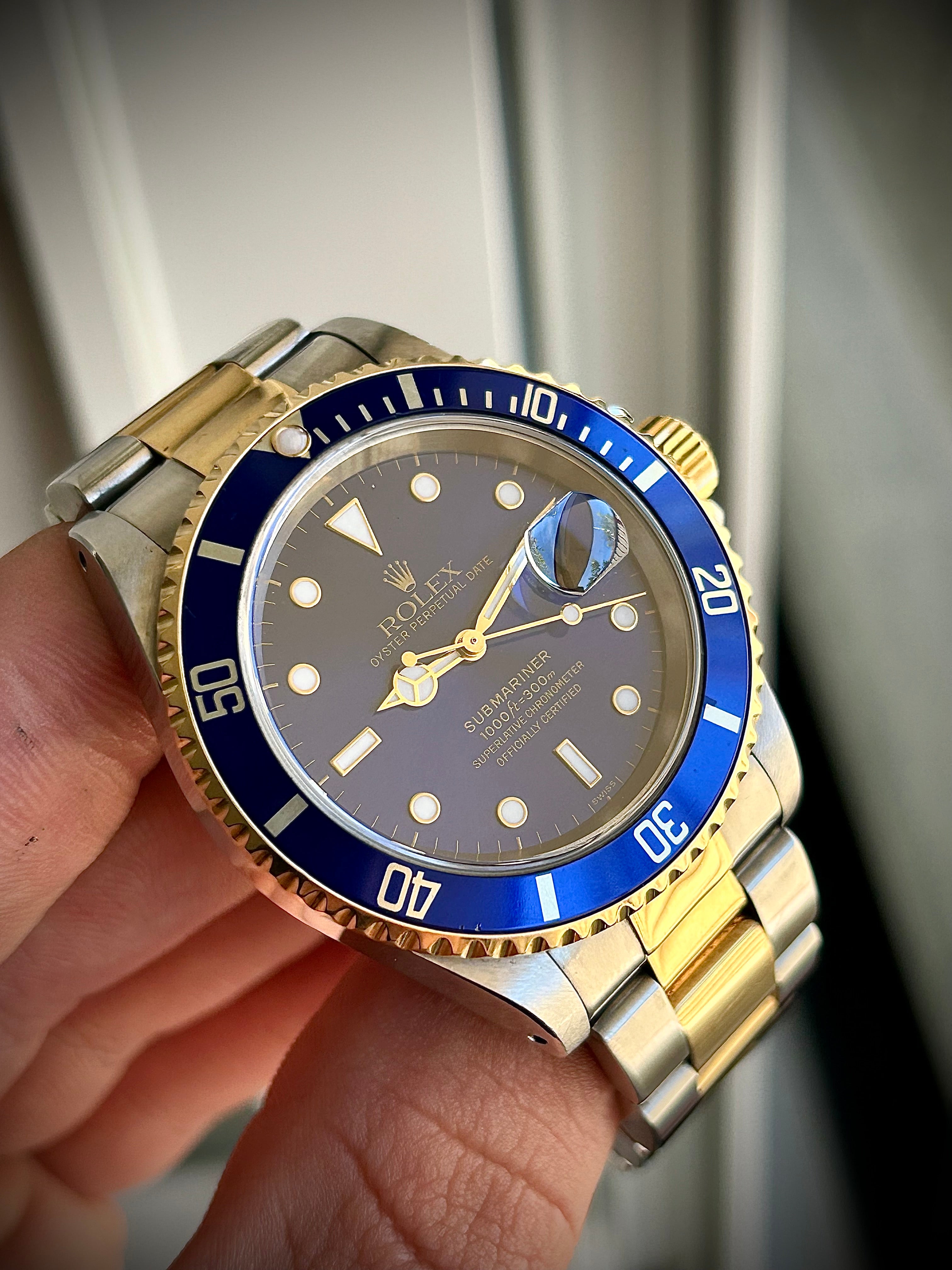 1999 ROLEX SUBMARINER DATE “BLUESY”, SWISS ONLY, FULL SET, INC GST