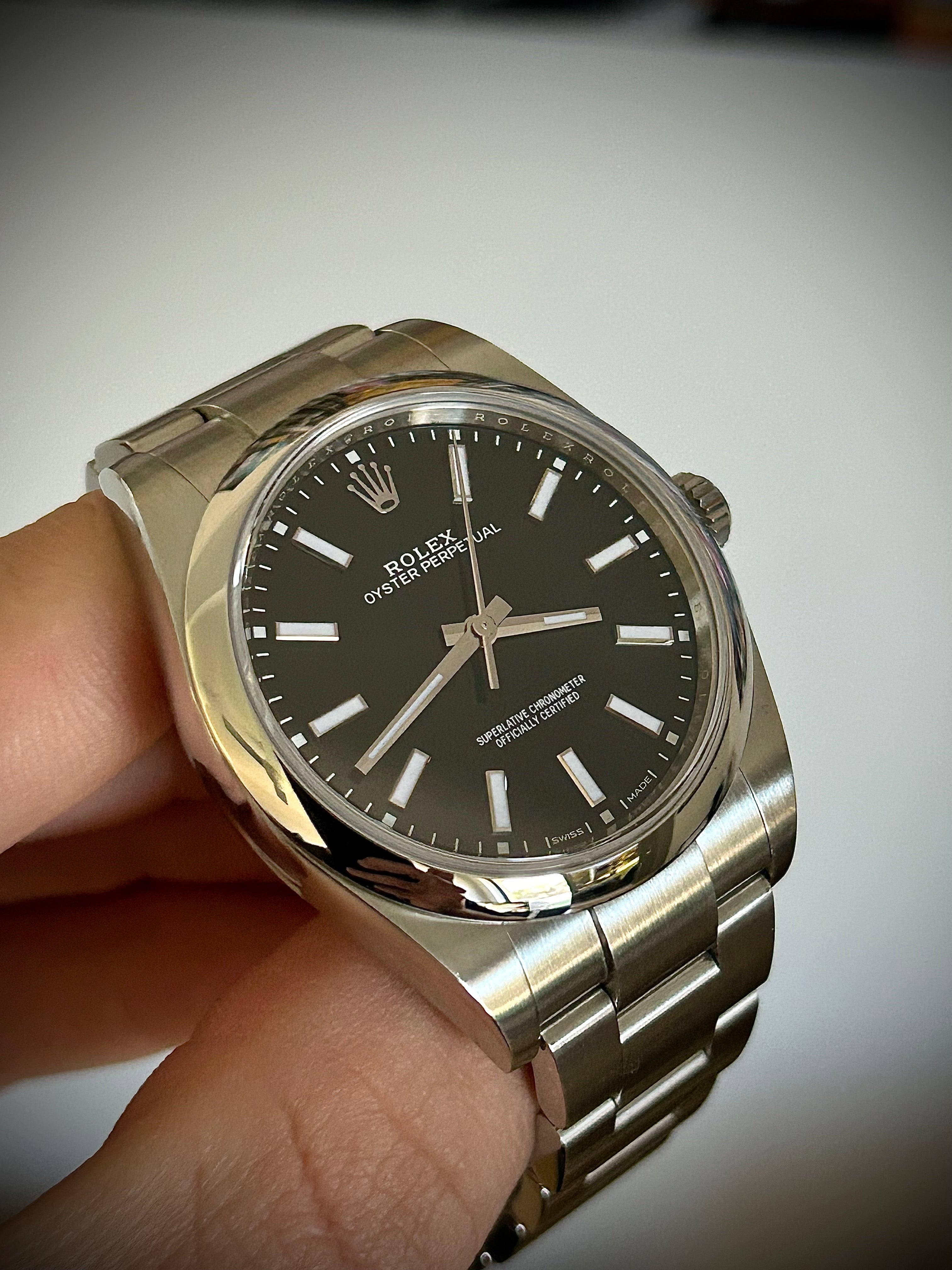 2019 ROLEX OYSTER PERPETUAL 39 BLACK DIAL, 114300, FULL SET, INC GST