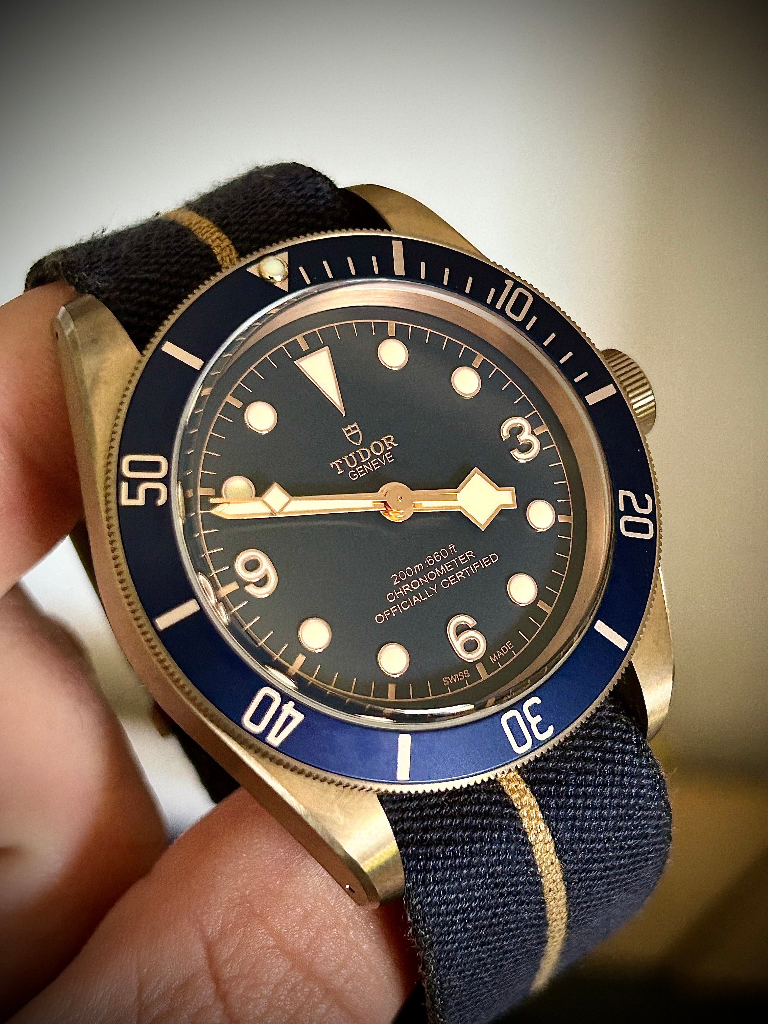 2018 TUDOR BLACK BAY BRONZE, BUCHERER BLUE, 79250BB, FULL SET, INC GST