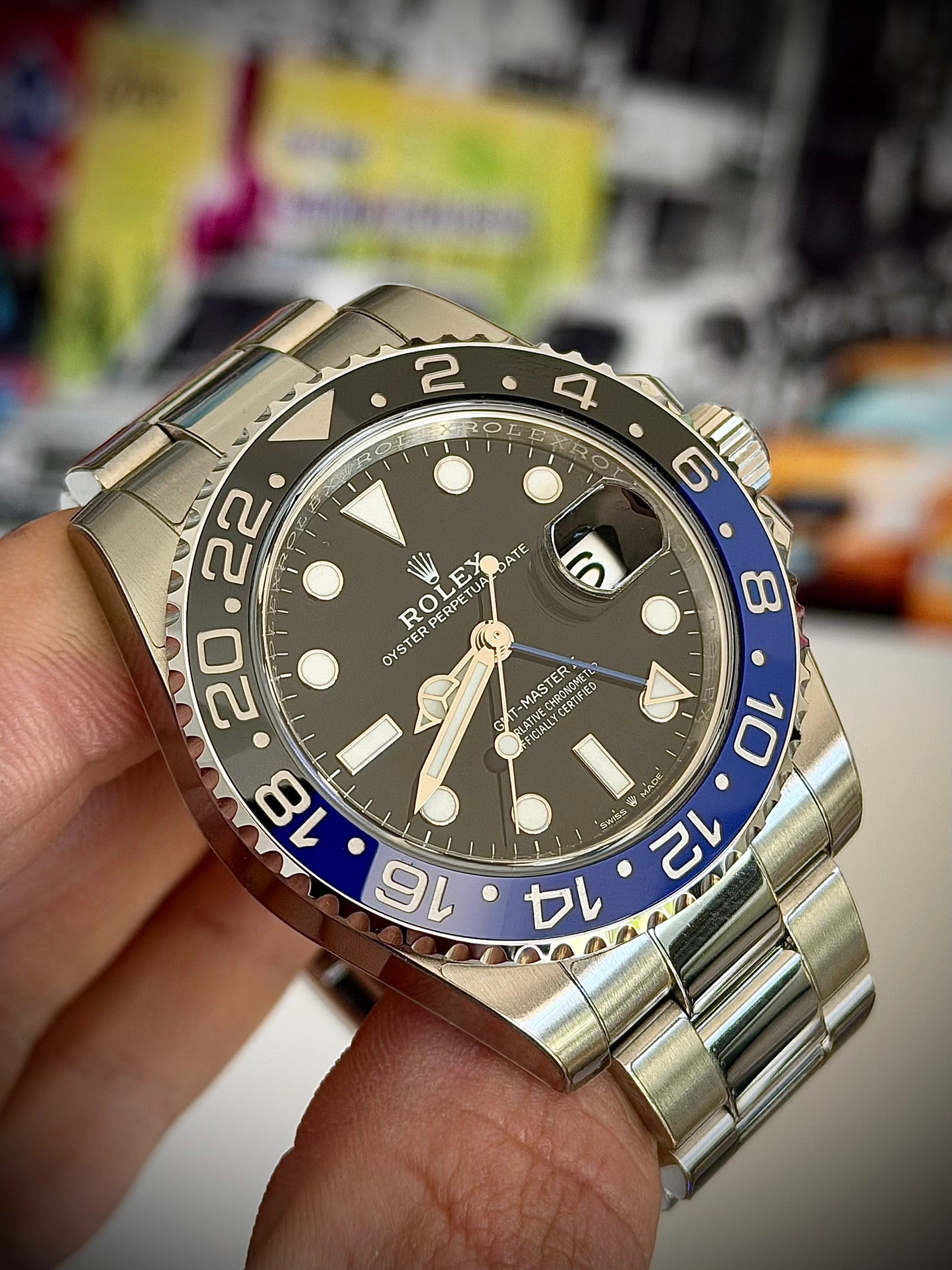 2022 ROLEX GMT MASTER II, BATMAN, 126710BLNR, FULL SET, INC GST