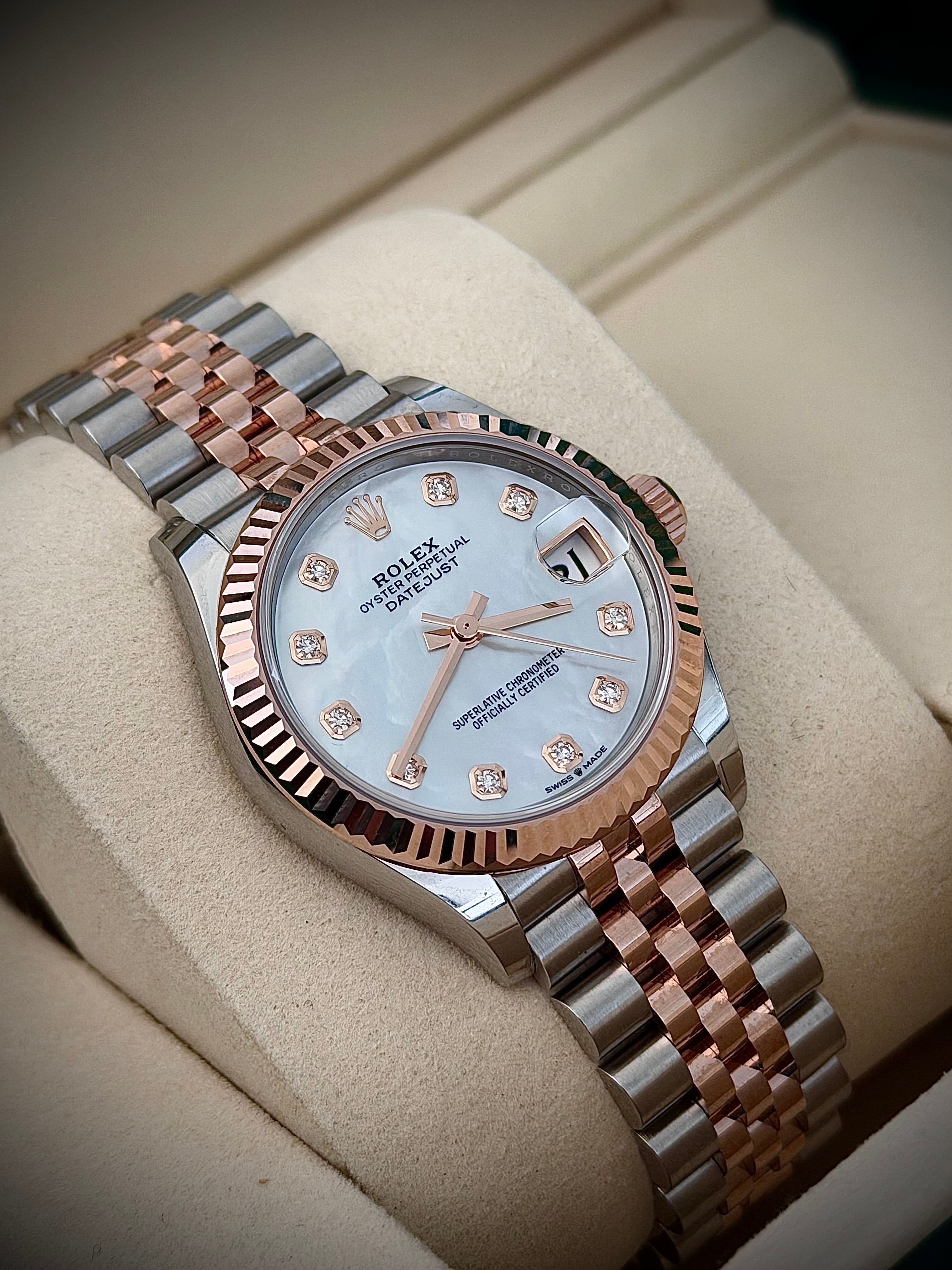 2025 ROLEX DATEJUST 31, 278271, MOTHER OF PEARL DIAMOND DIAL, JUBILEE BRACELET, AS NEW, FULL SET, INC GST