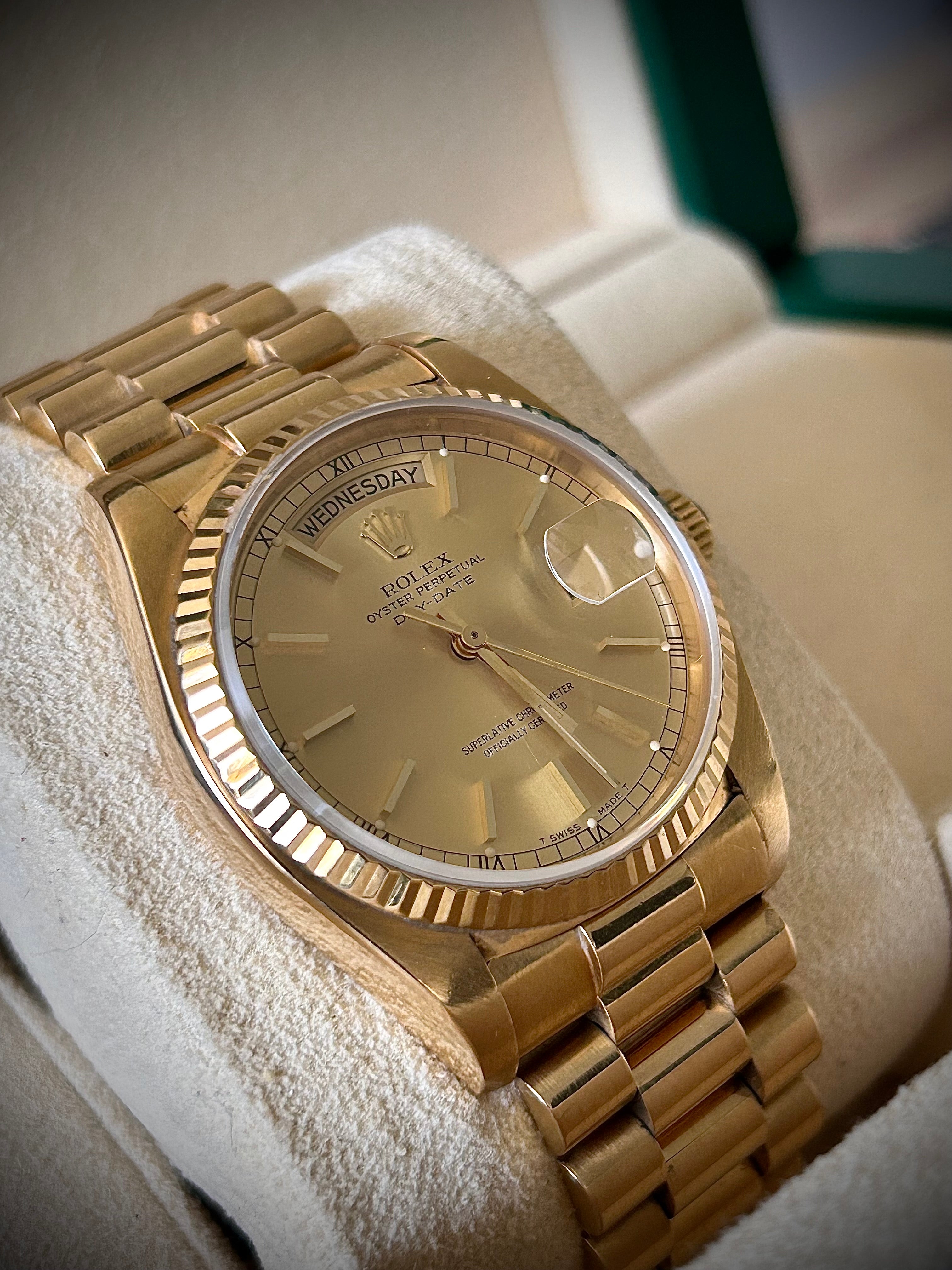 1982 ROLEX DAY-DATE, 18038, BOX AND PAPERS, INC GST