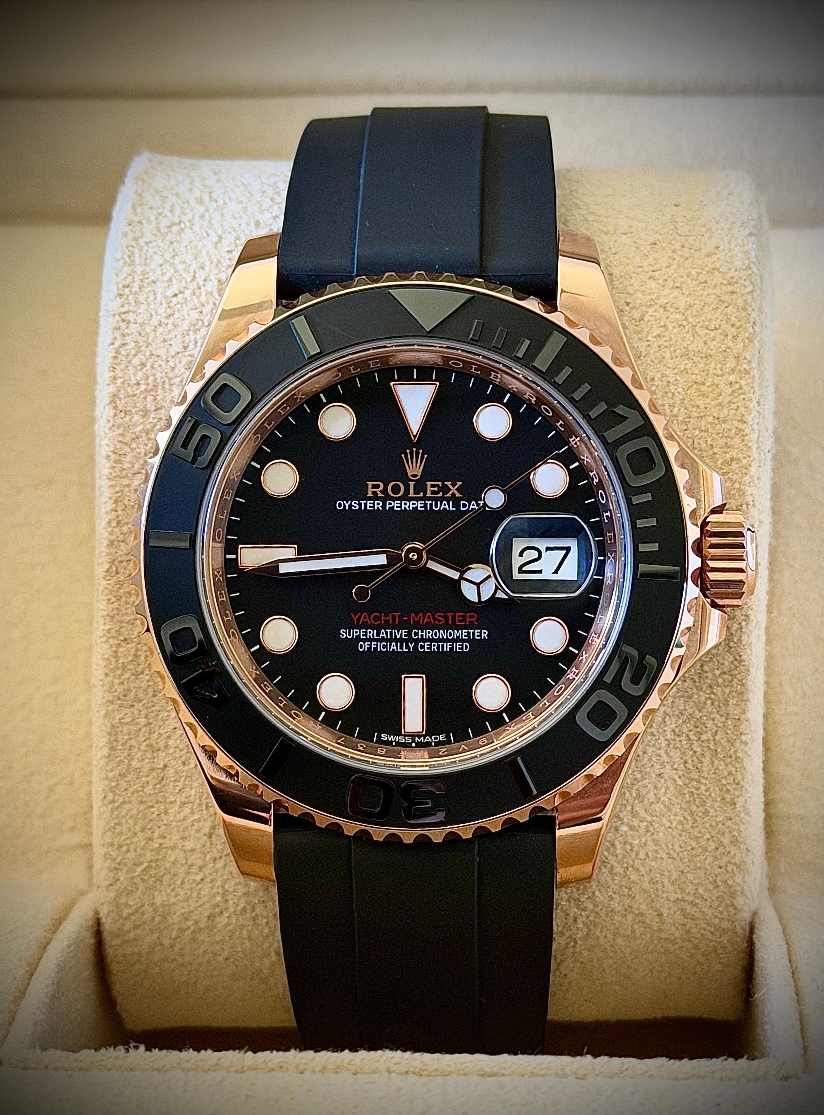2018 ROLEX YACHT-MASTER 40, 116655, 18CT EVEROSE GOLD, FULL SET, INC GST