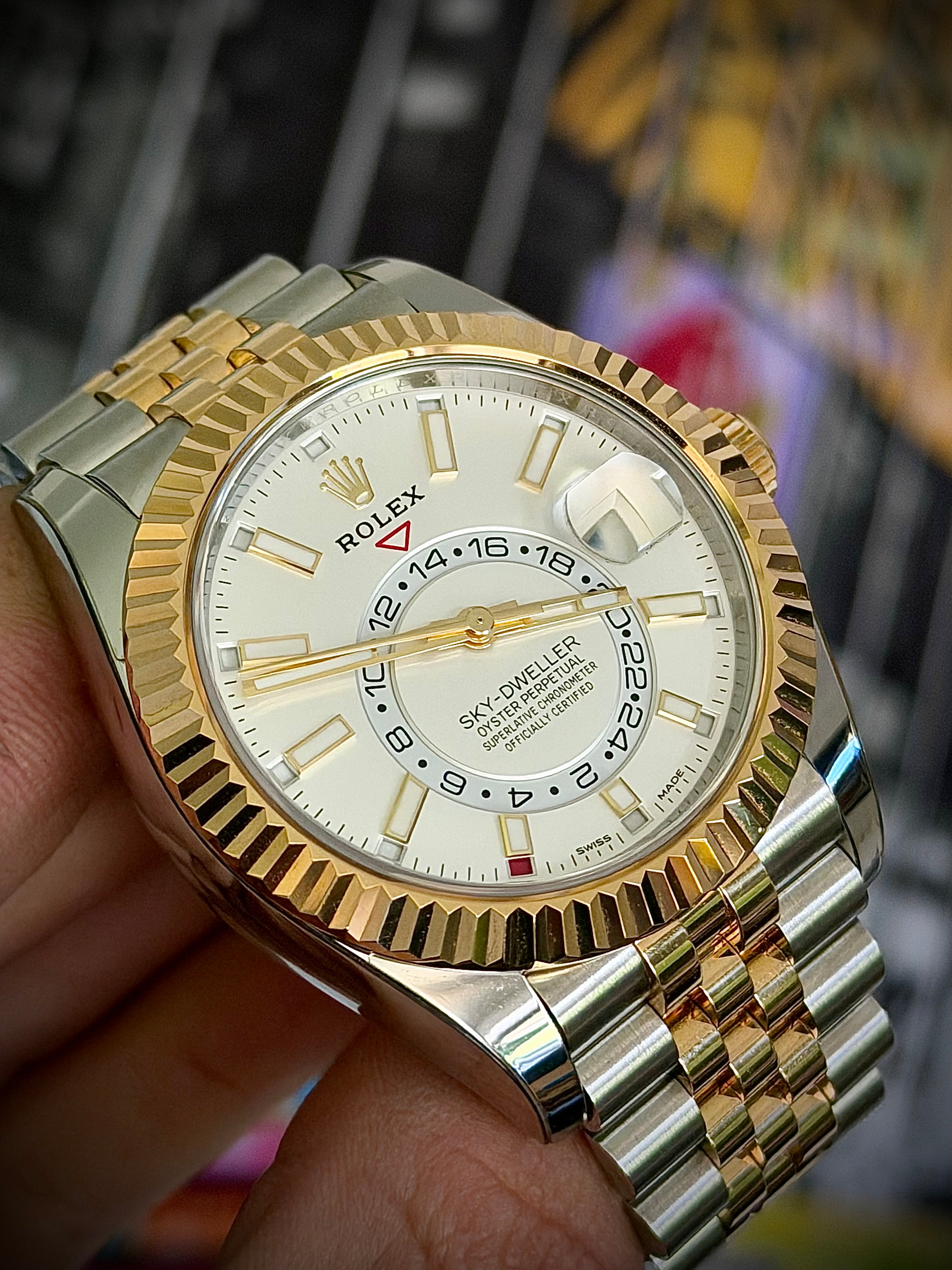 2022 ROLEX SKY-DWELLER, 326933, WHITE DIAL, JUBILEE BRACELET, STICKERED, FULL SET, INC GST