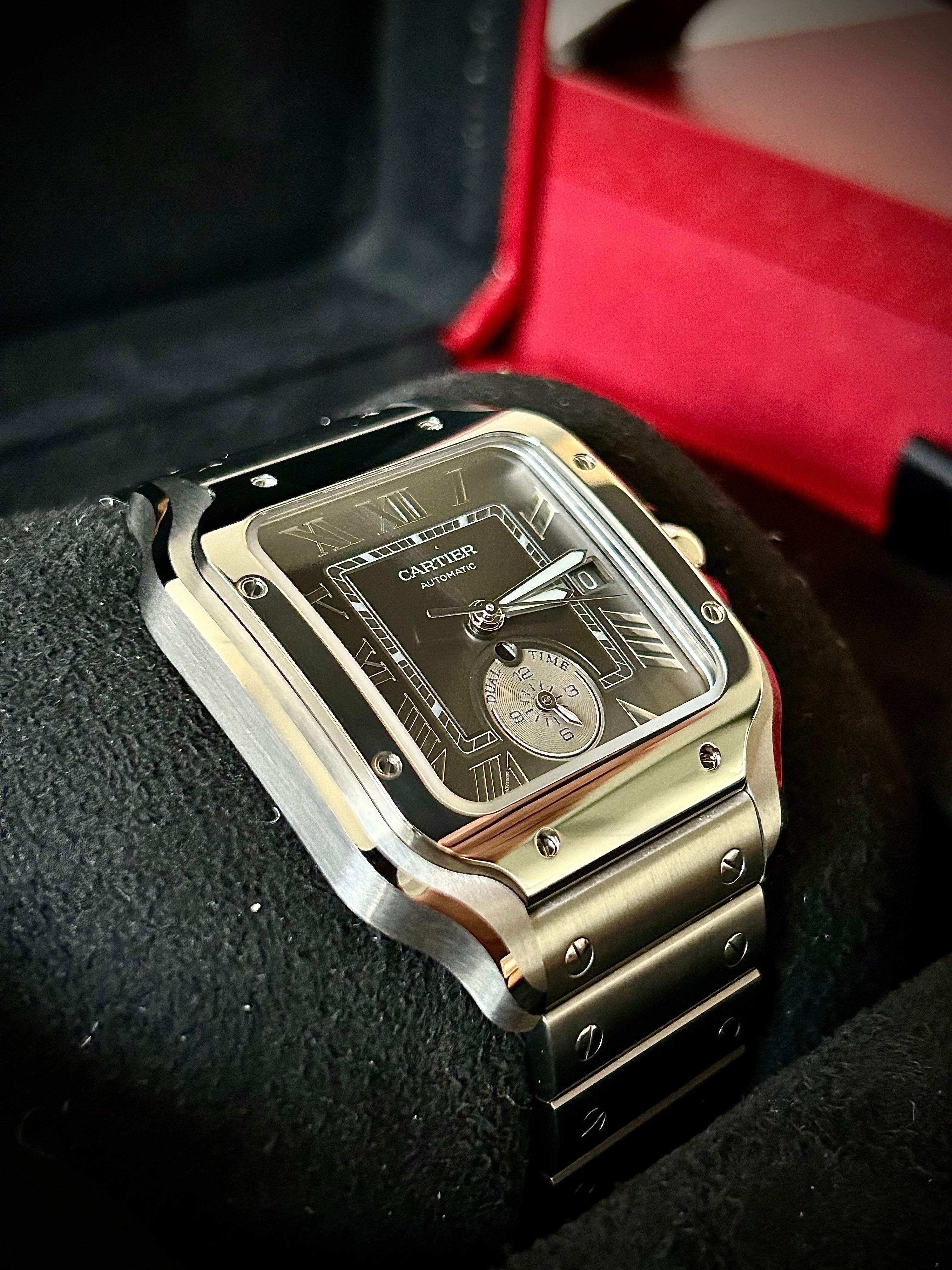 2024 CARTIER SANTOS DE CARTIER LARGE DUAL TIME, WSSA0076, BOX AND PAPERS, INC GST