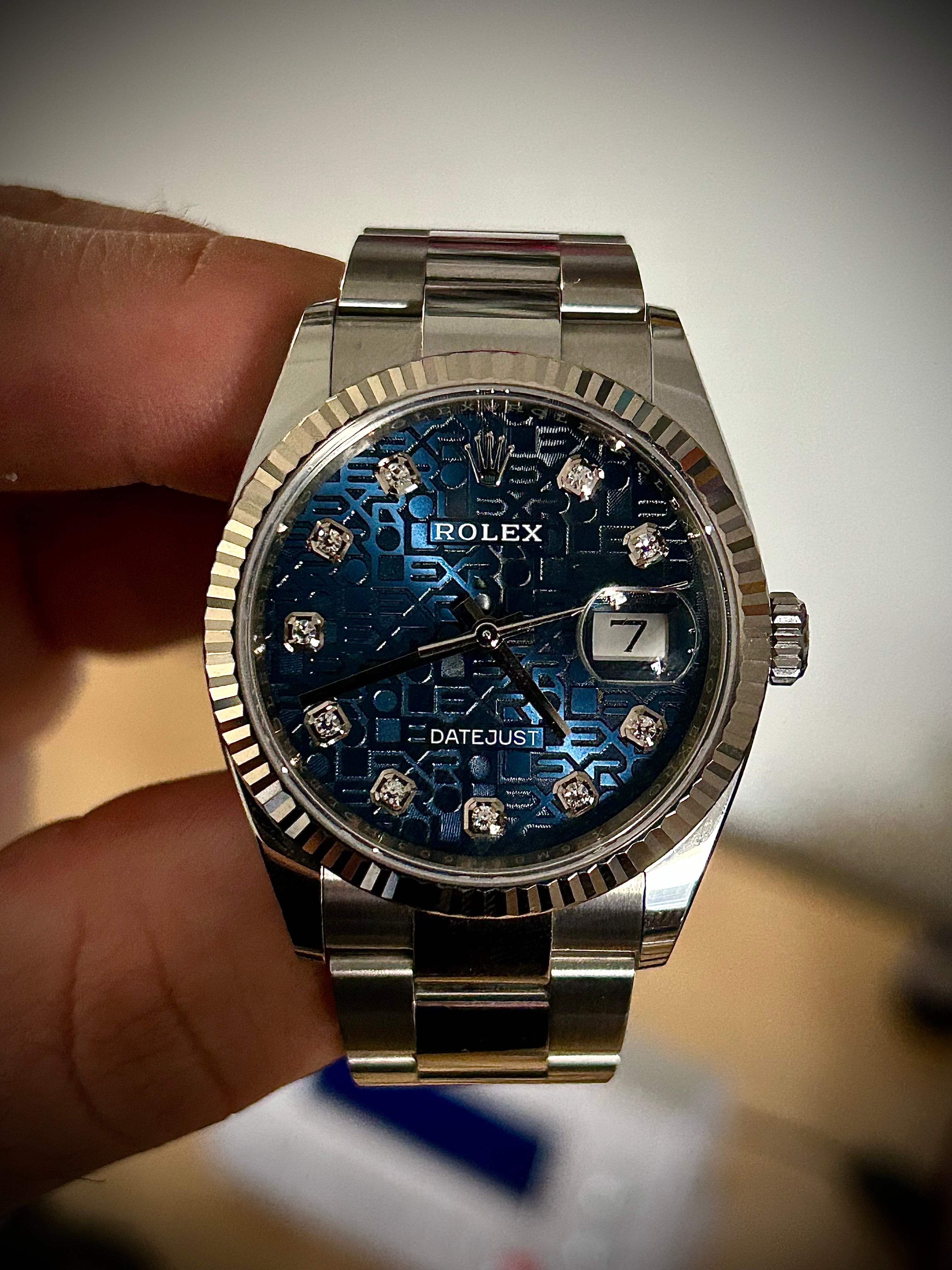 2020 ROLEX DATEJUST 36, 126234, BLUE DIAMOND COMPUTER DIAL, FULL SET, INC GST