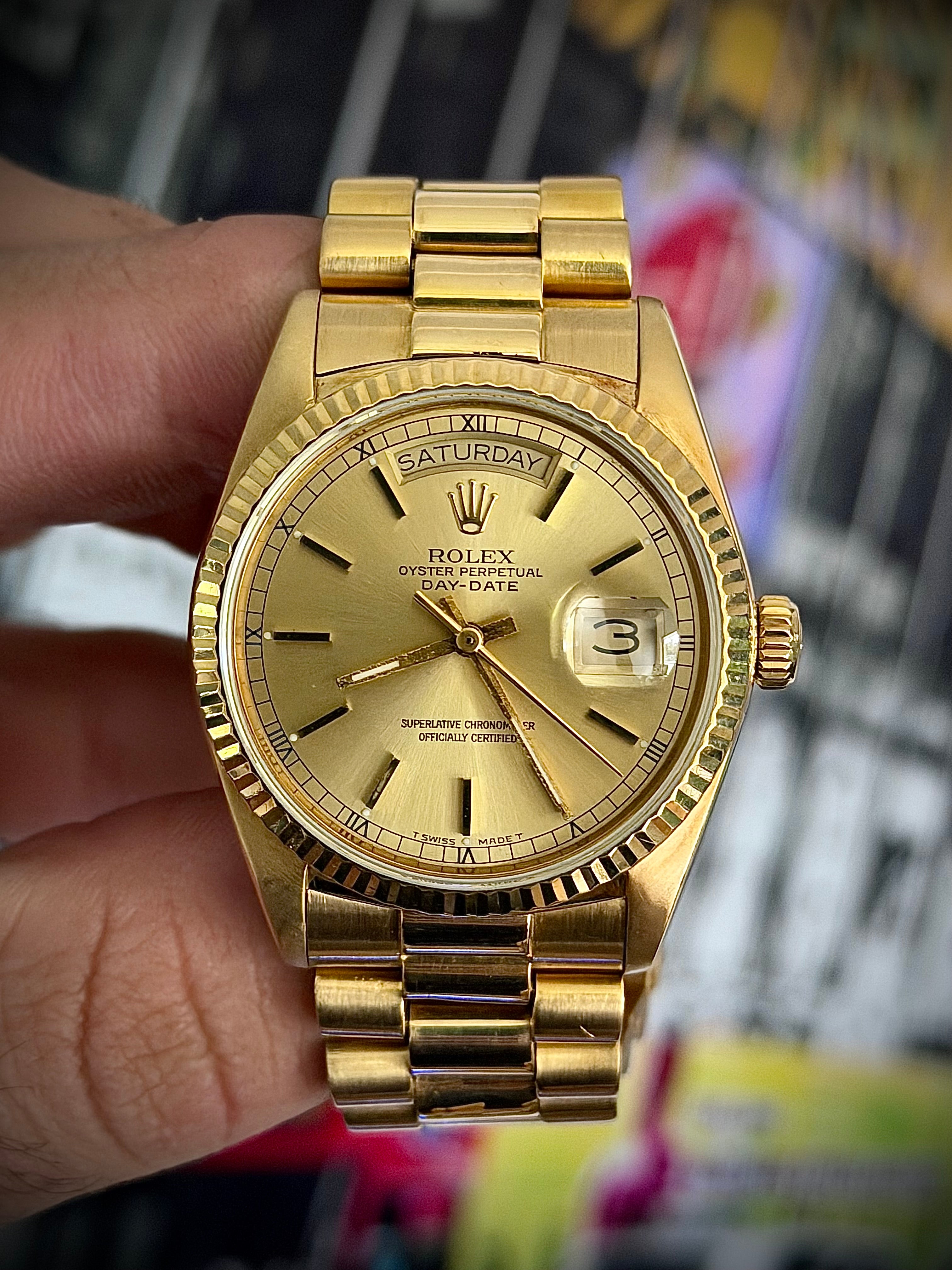 1986 ROLEX DAY-DATE, 18038, QUICKSET, WATCH ONLY, GST