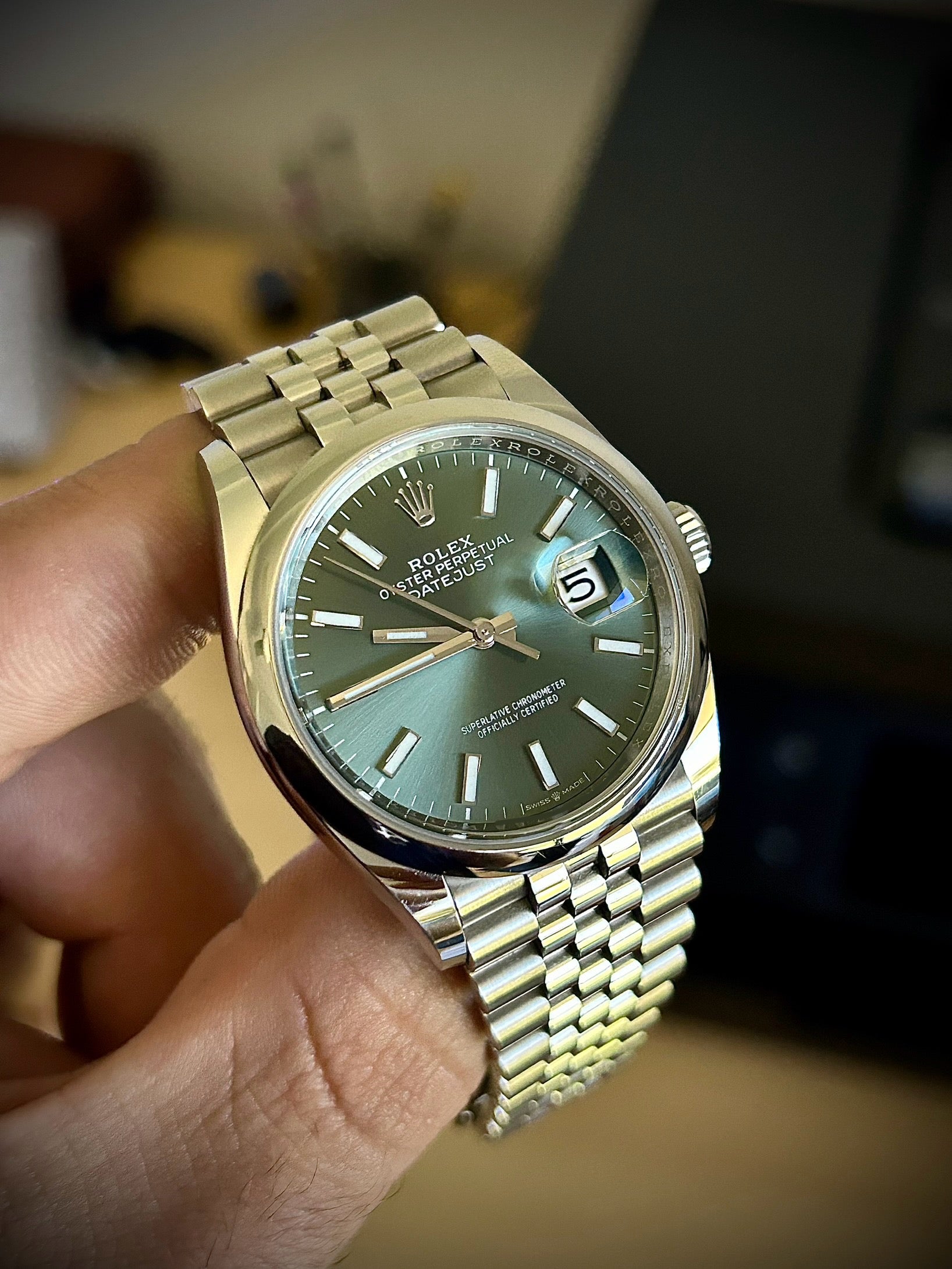 2022 ROLEX DATEJUST 36 MINT GREEN DIAL, 126200, FULL SET, INC GST