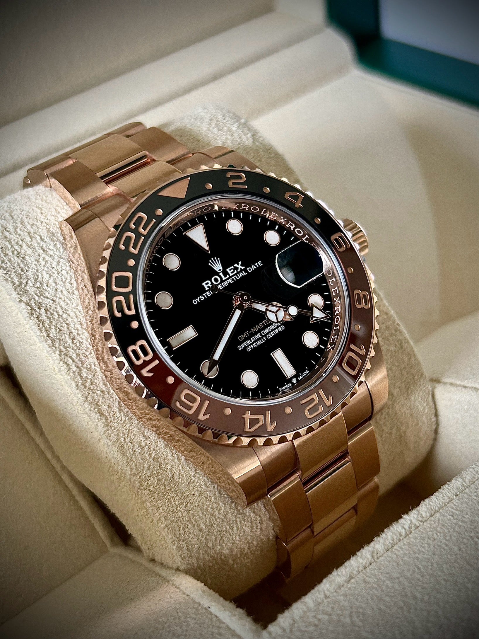 2023 ROLEX GMT MASTER II, ROOTBEER, 126715CHNR, FULL SET, INC GST