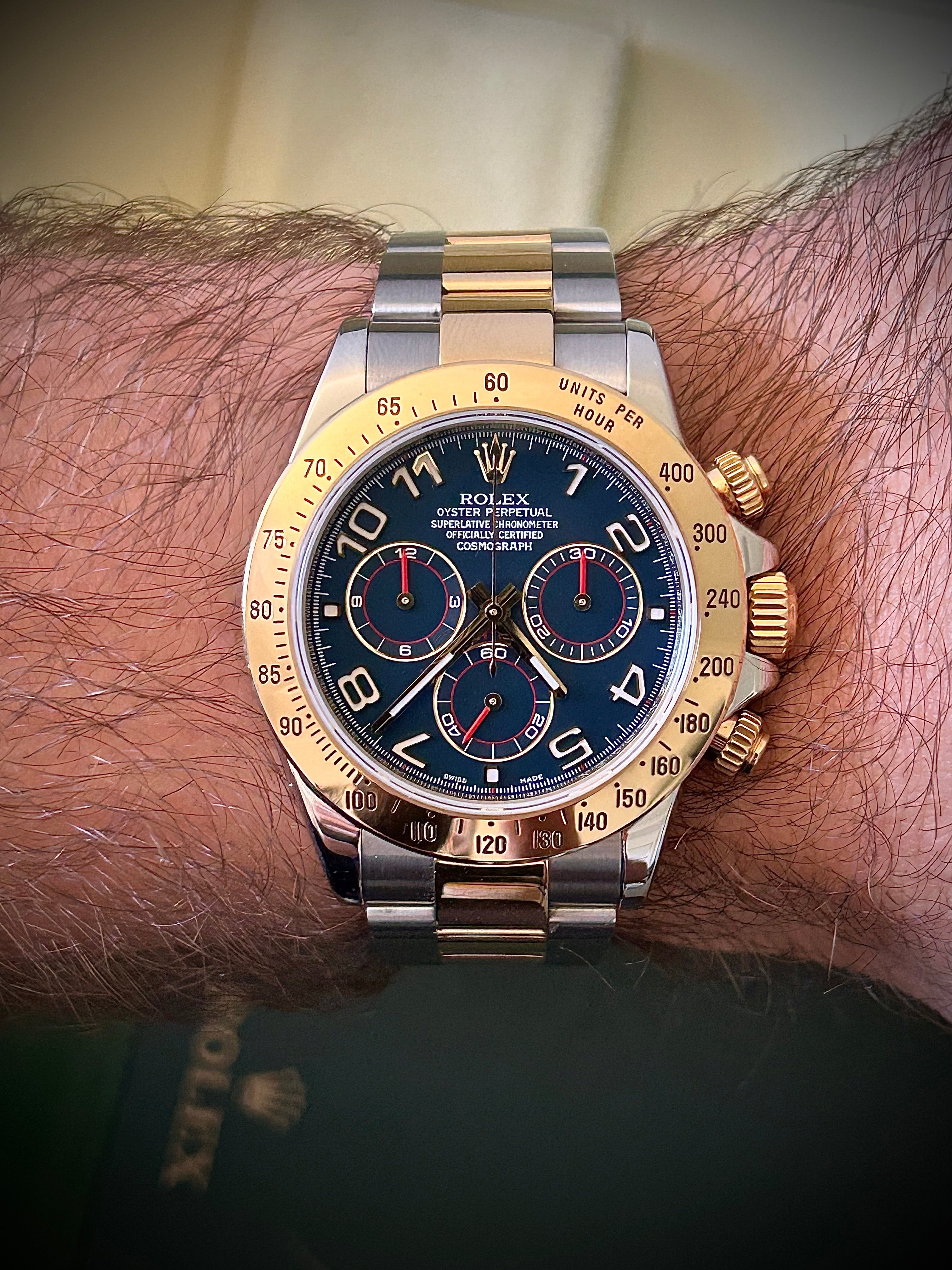 2009 ROLEX COSMOGRAPH DAYTONA, BLUE MASERATI DIAL 116523, FULL SET, INC GST