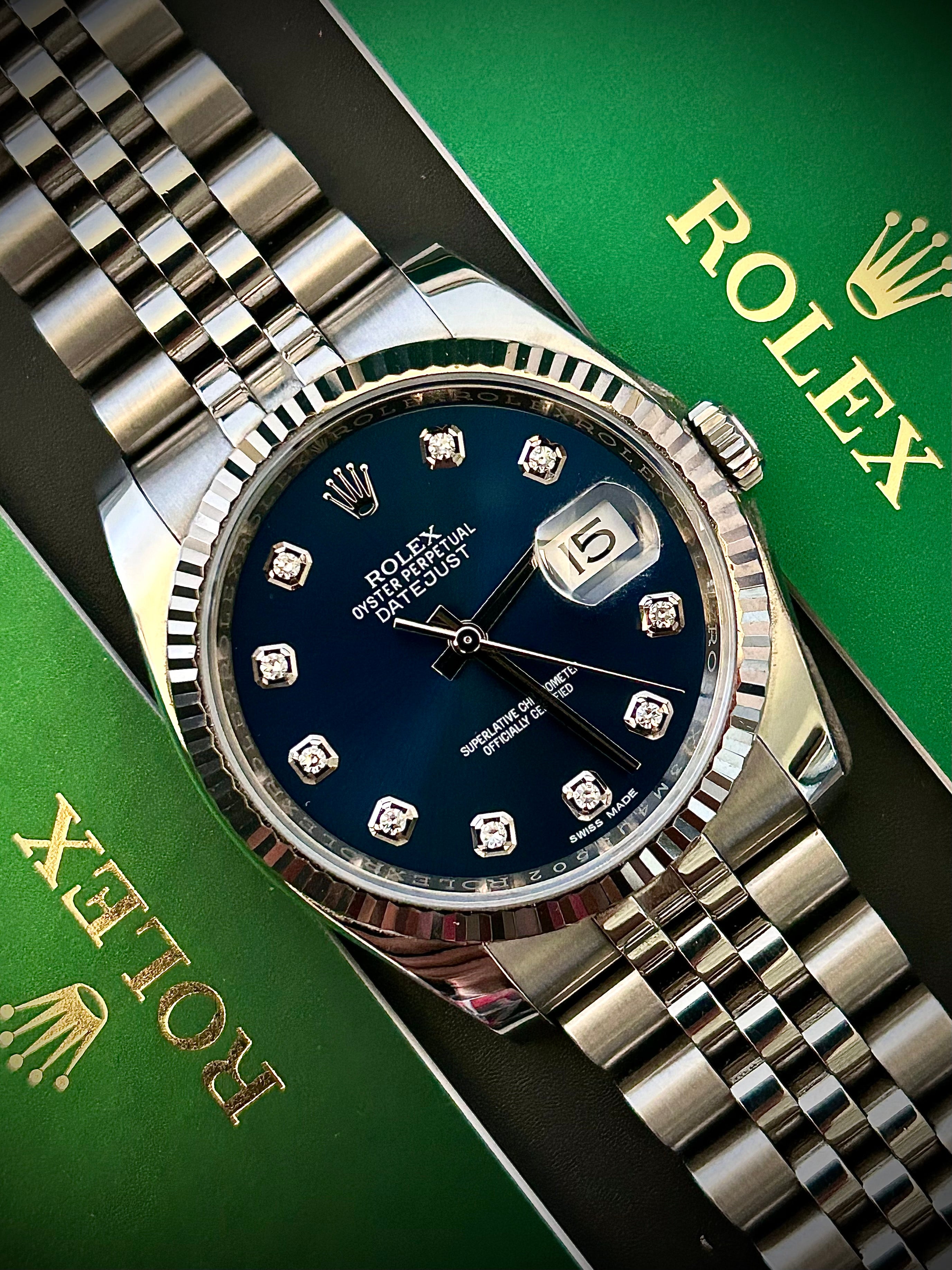 2017 ROLEX DATEJUST 36, 116234, BLUE DIAMOND DIAL, FULL SET, INC GST
